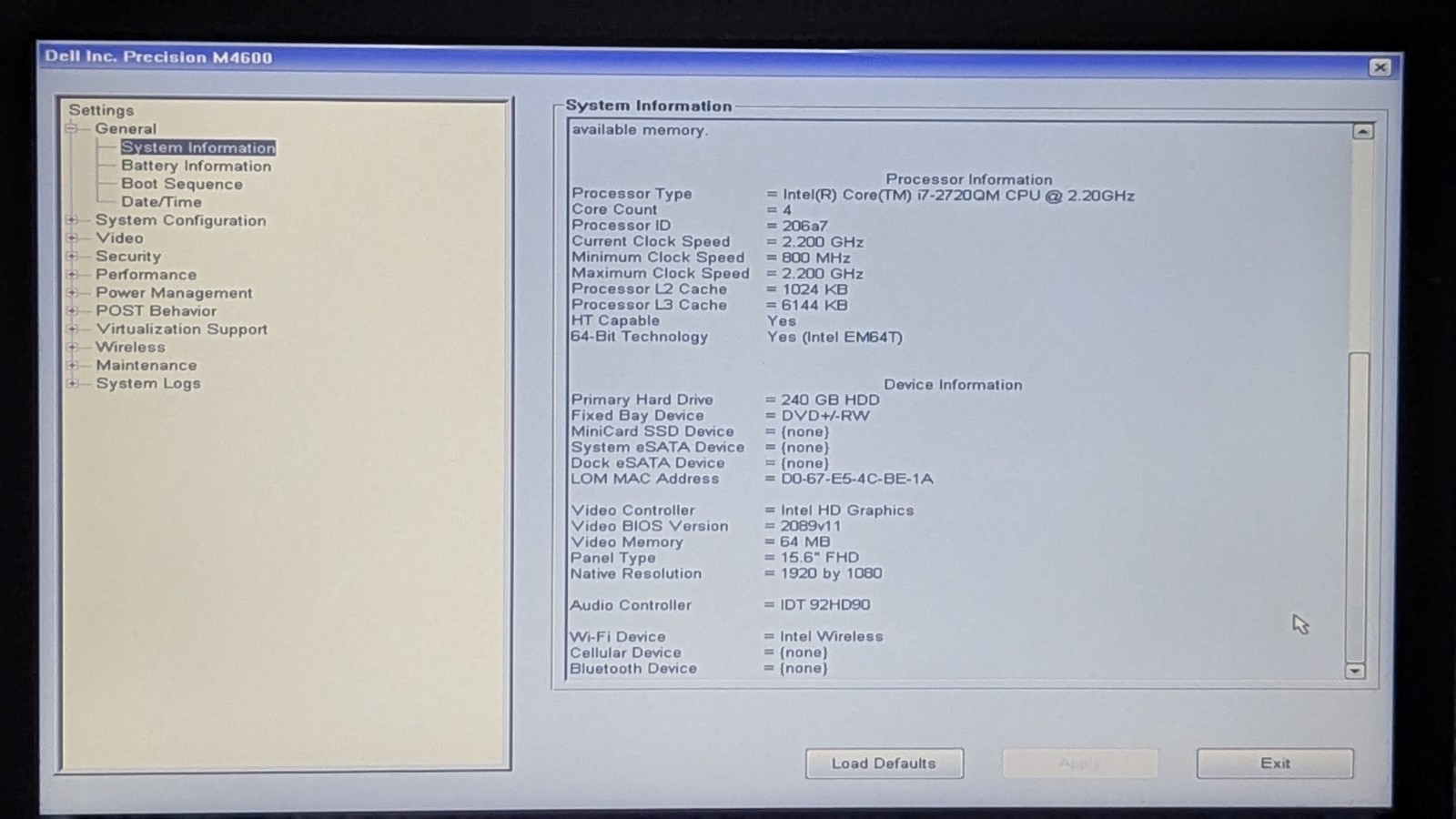 Dell Precision M4600 Quad Core i7-2720QM 2.2ghz 240gb SSD 8gb RAM Win11 Pro #4