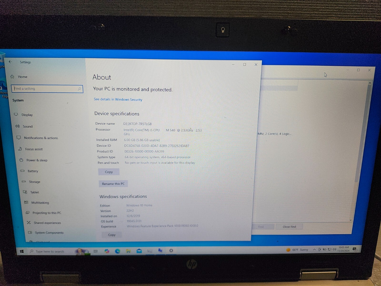 HP EliteBook 8540P 15.6″ Intel Core i5 M540 2.40GHz 6GB RAM 256GB SSD Win 10H