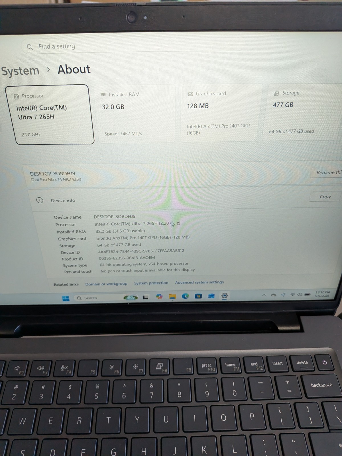 Dell pro max ultra 7 32gb ram 512gb ssd windows 11 ms office 2024