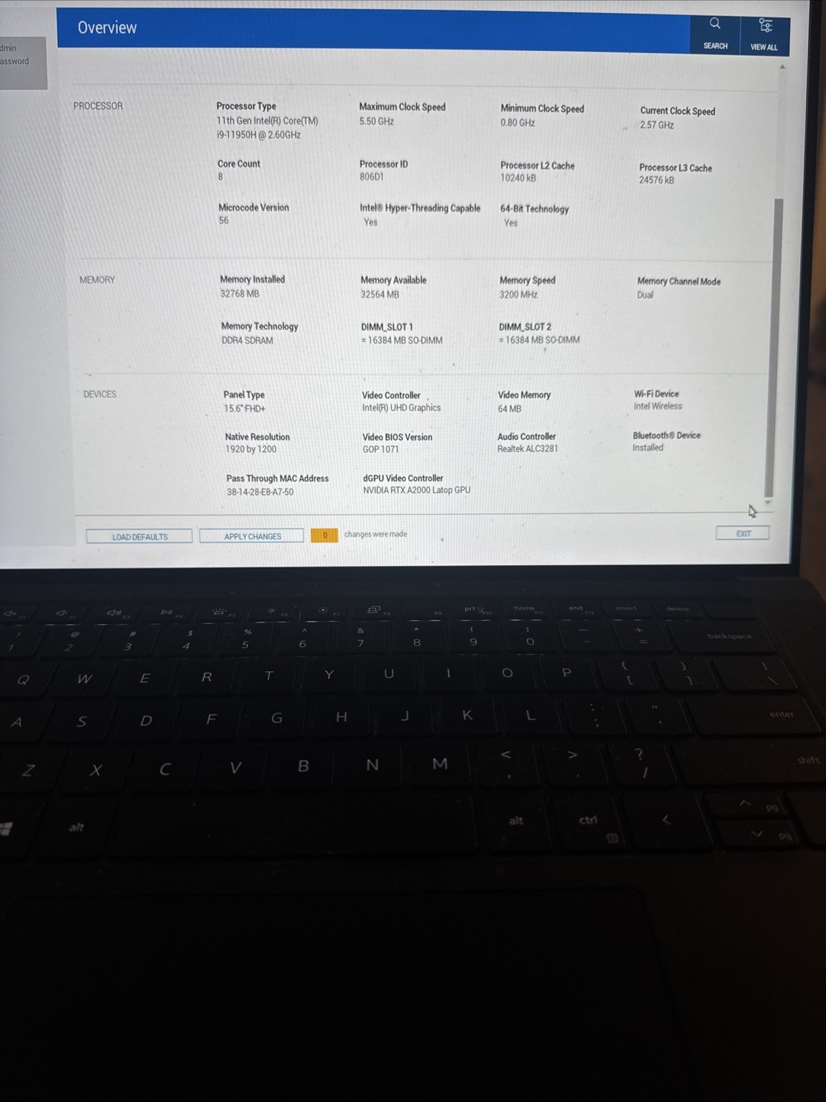Dell Precision 5560 15.6” i9-11950H 32GB 512GB RTX A2000 Win11 Pro