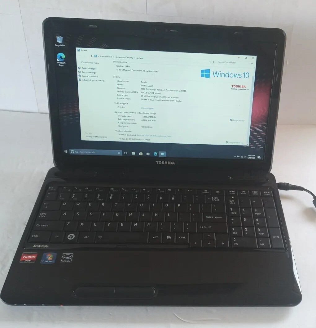 TOSHIBA SATELLITE L655D-S 15.6″ AMD TURION ll 2.30GHz 4GB 500GB WIN 7 PRO