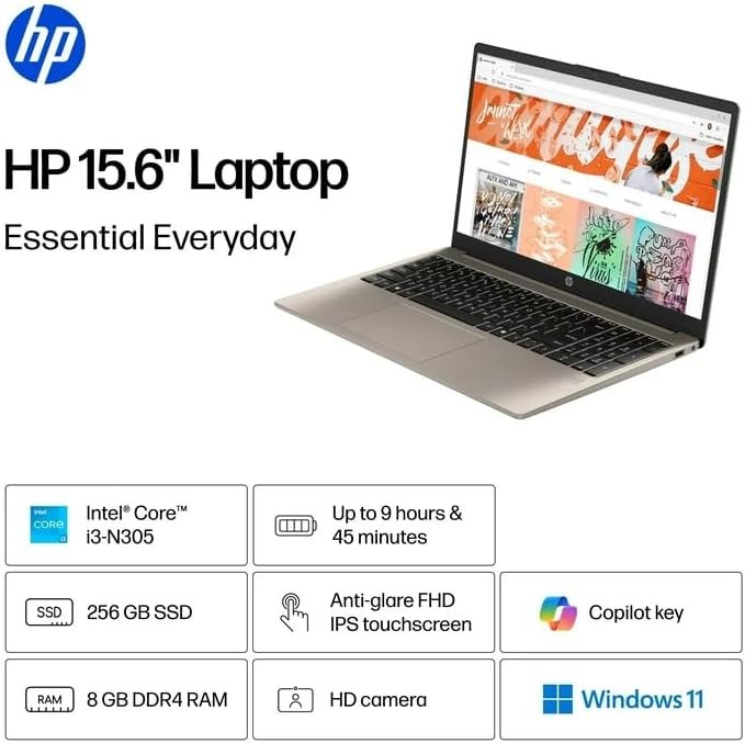 HP 15.6” FHD IPS Touch Laptop Intel Core i3-N305 8GB DDR4 256GB SSD 15-fd0230wm