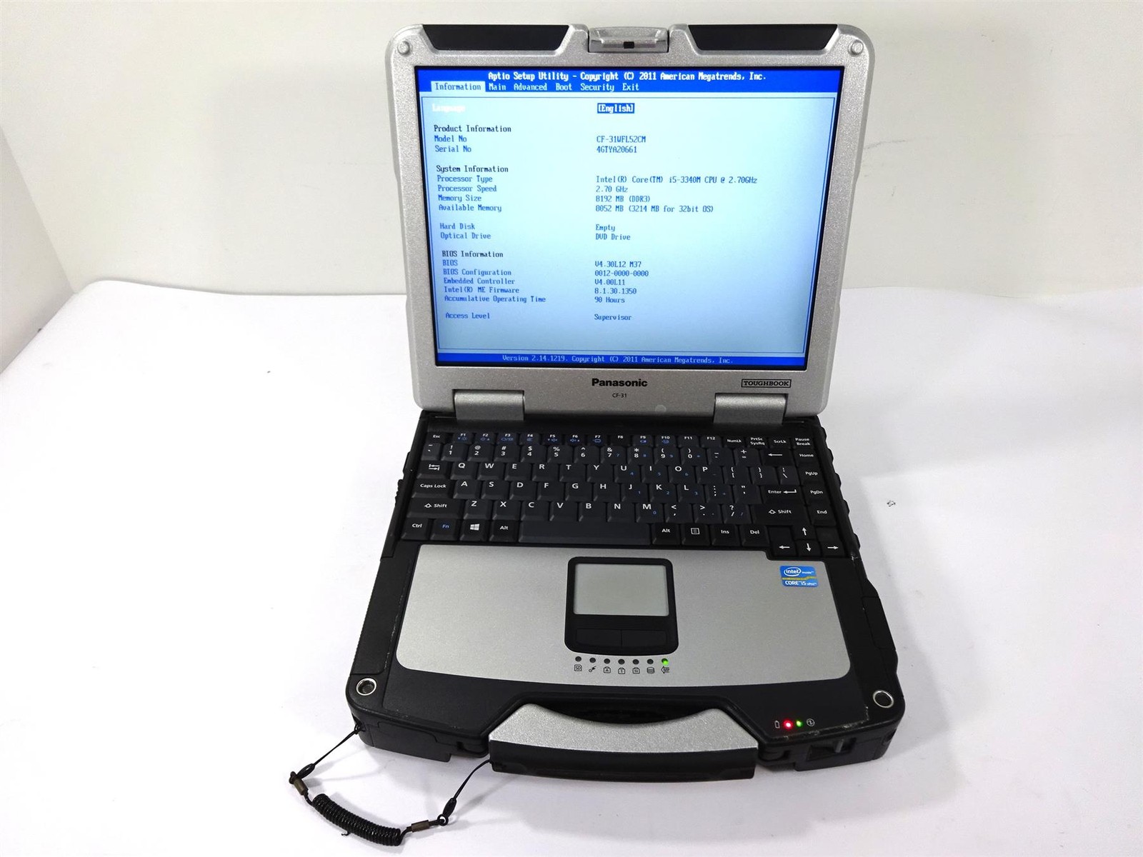 Panasonic CF-31 Core i5-3340M 2.7GHz 8GB DDR3 – No HDD – Usage : 90 Hours