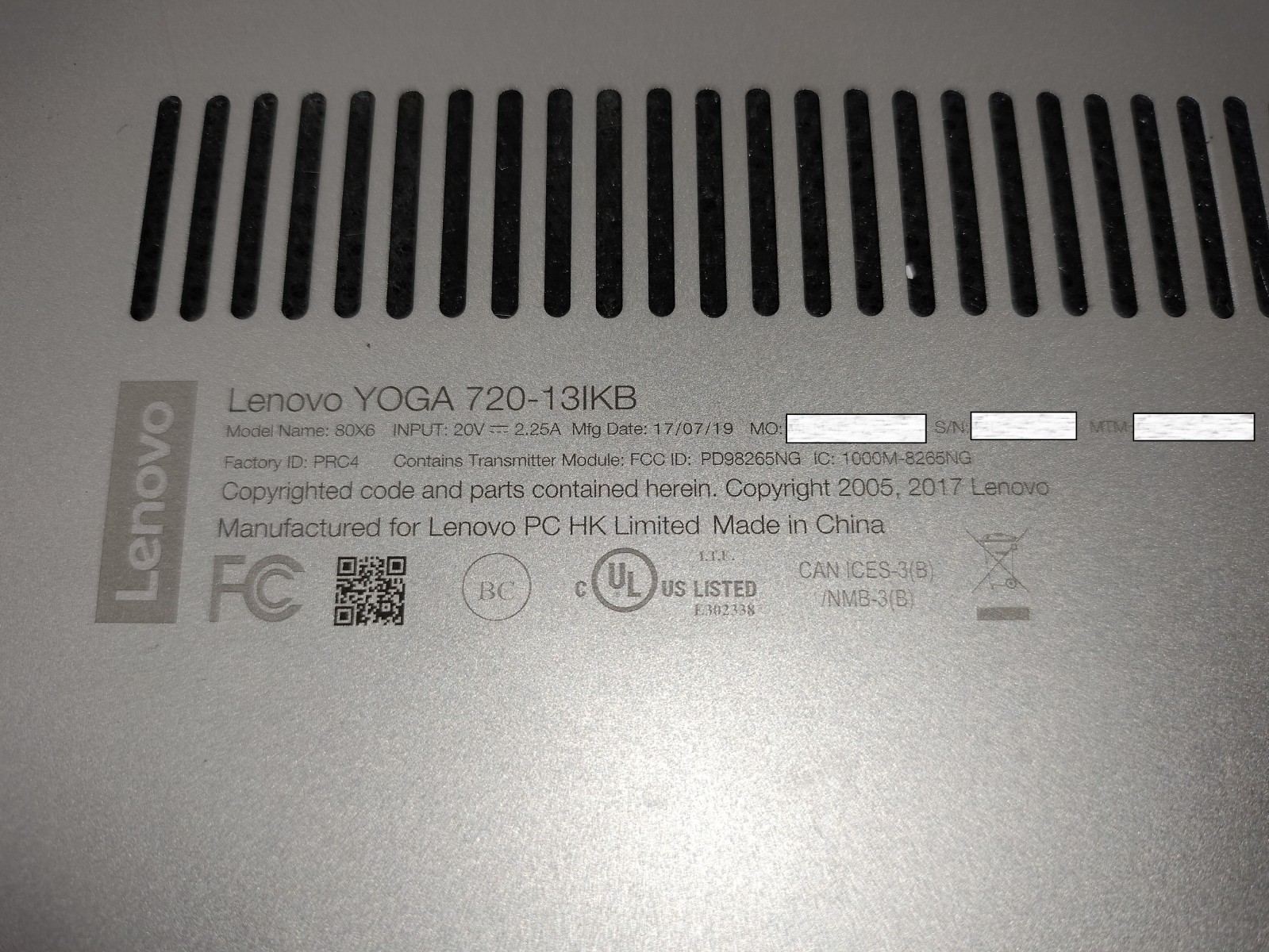 Lenovo Yoga 720-13IKB 13.3″ i5-7200U 2.5GHz 8GB RAM | NO SSD/HD/OS