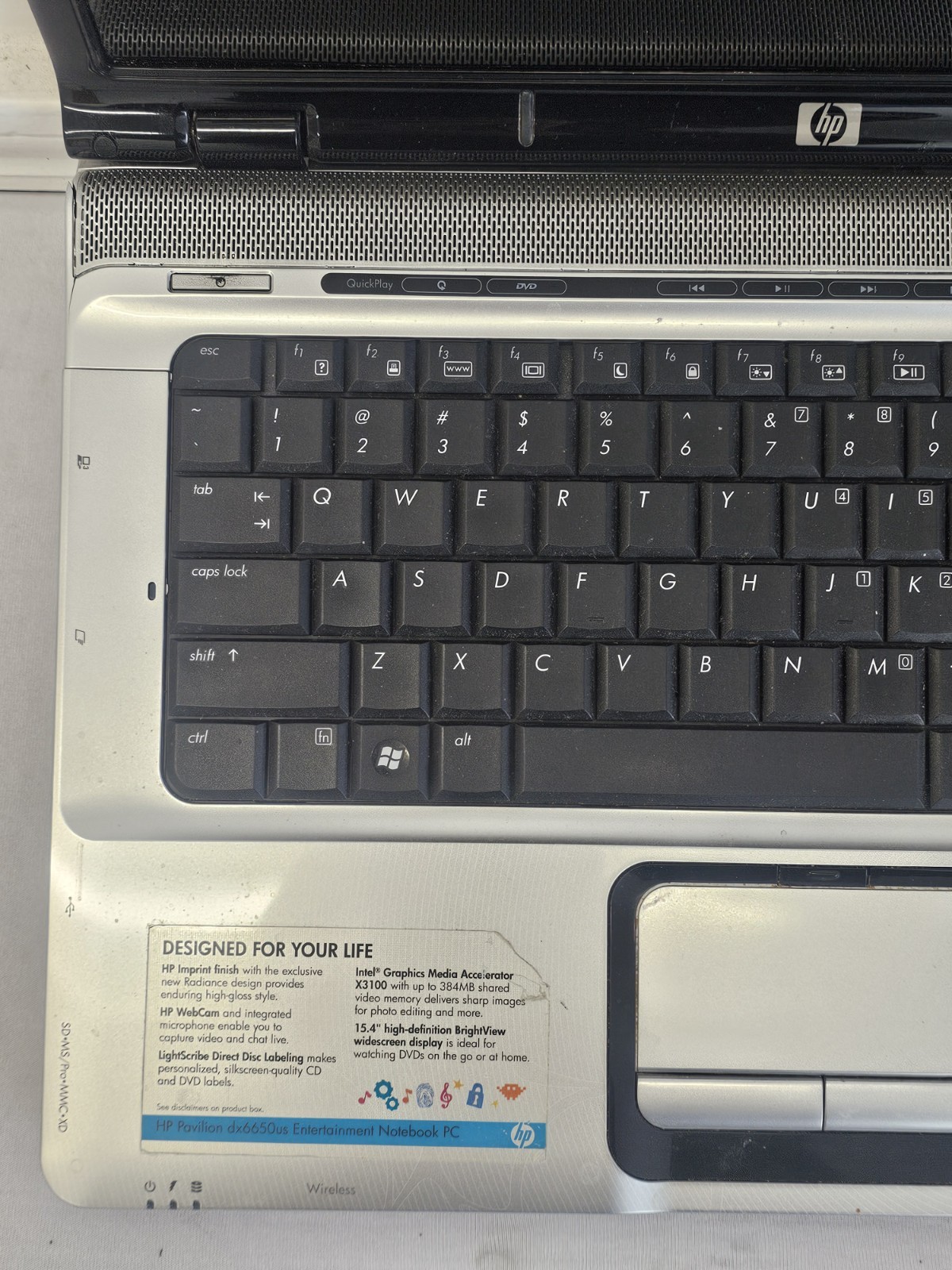 HP Pavilion dx6500 Laptop – Intel Duo T5250 – 4GB RAM – 120GB HDD – Windows 10