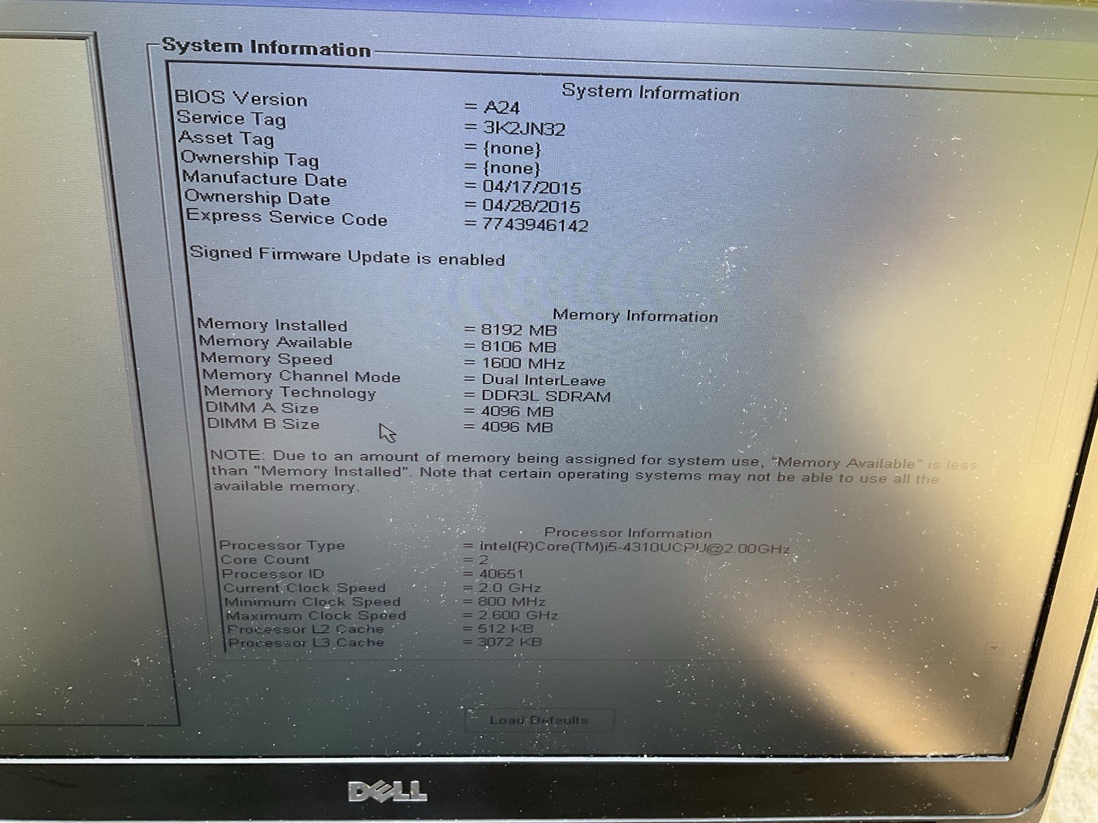 Dell Latitude E5540 Laptop i5-4310U 8GB RAM 128GB SSD Windows 10 Working