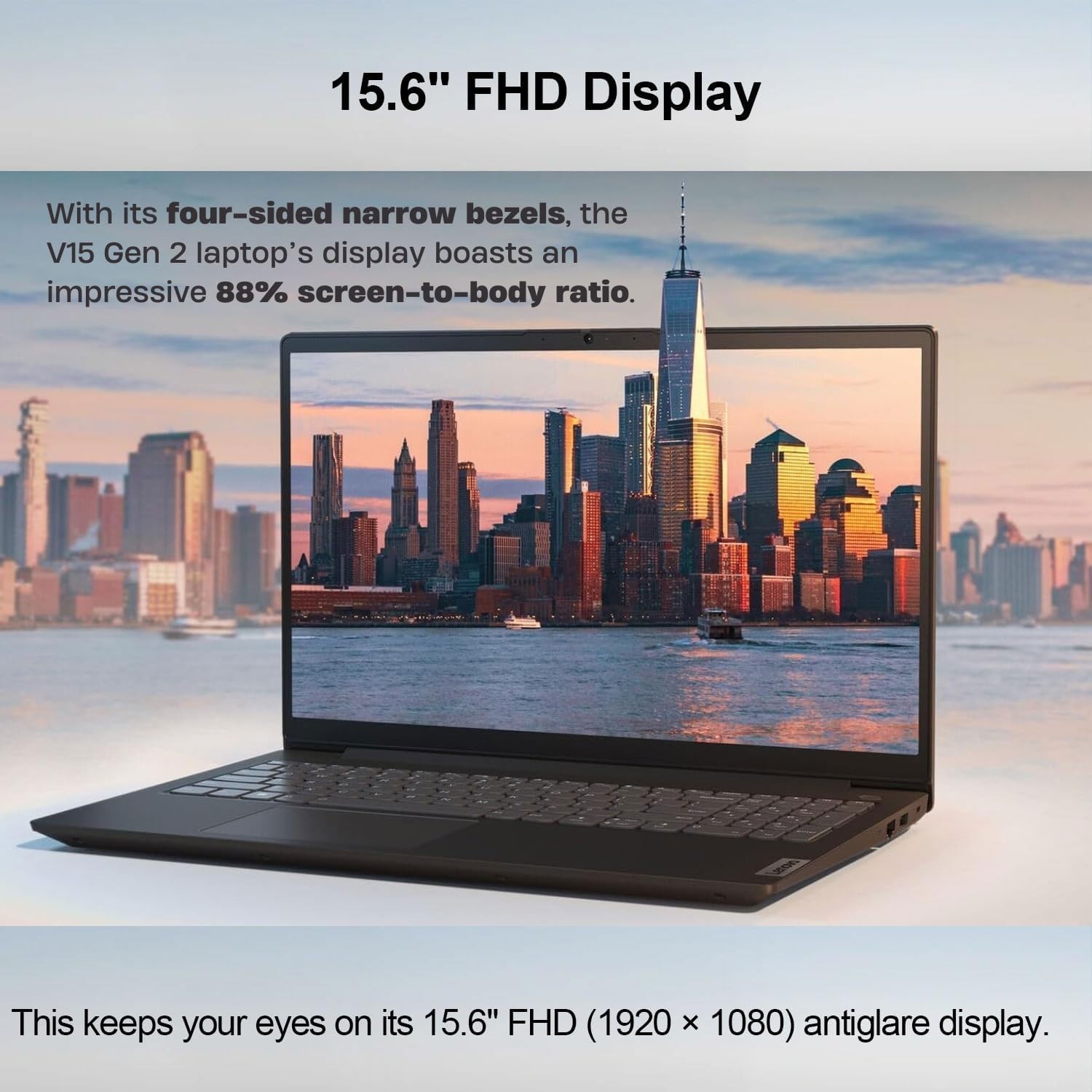 Lenovo V15 Lightweight Laptop, 15.6” 1080p Anti-Glare Display, Business