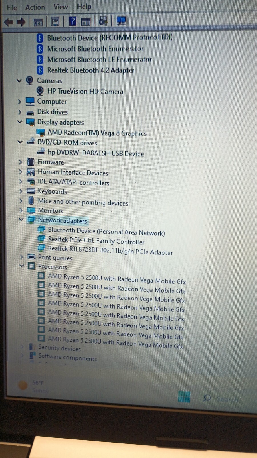 HP 15-db0xxx w/charger.Ryzen 5(4cores,8threads).16GB.128 M.2.15.6″Touch.Nice