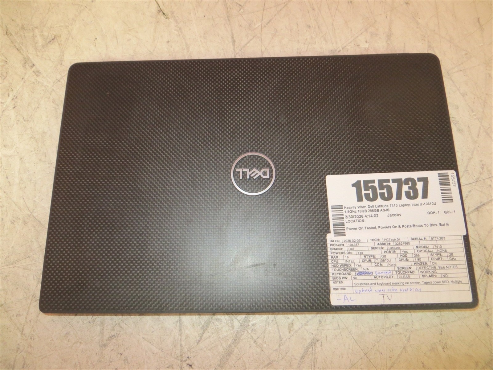 Heavily Worn Dell Latitude 7410 Laptop Intel i7-10610U 1.8GHz 16GB 256GB SSD