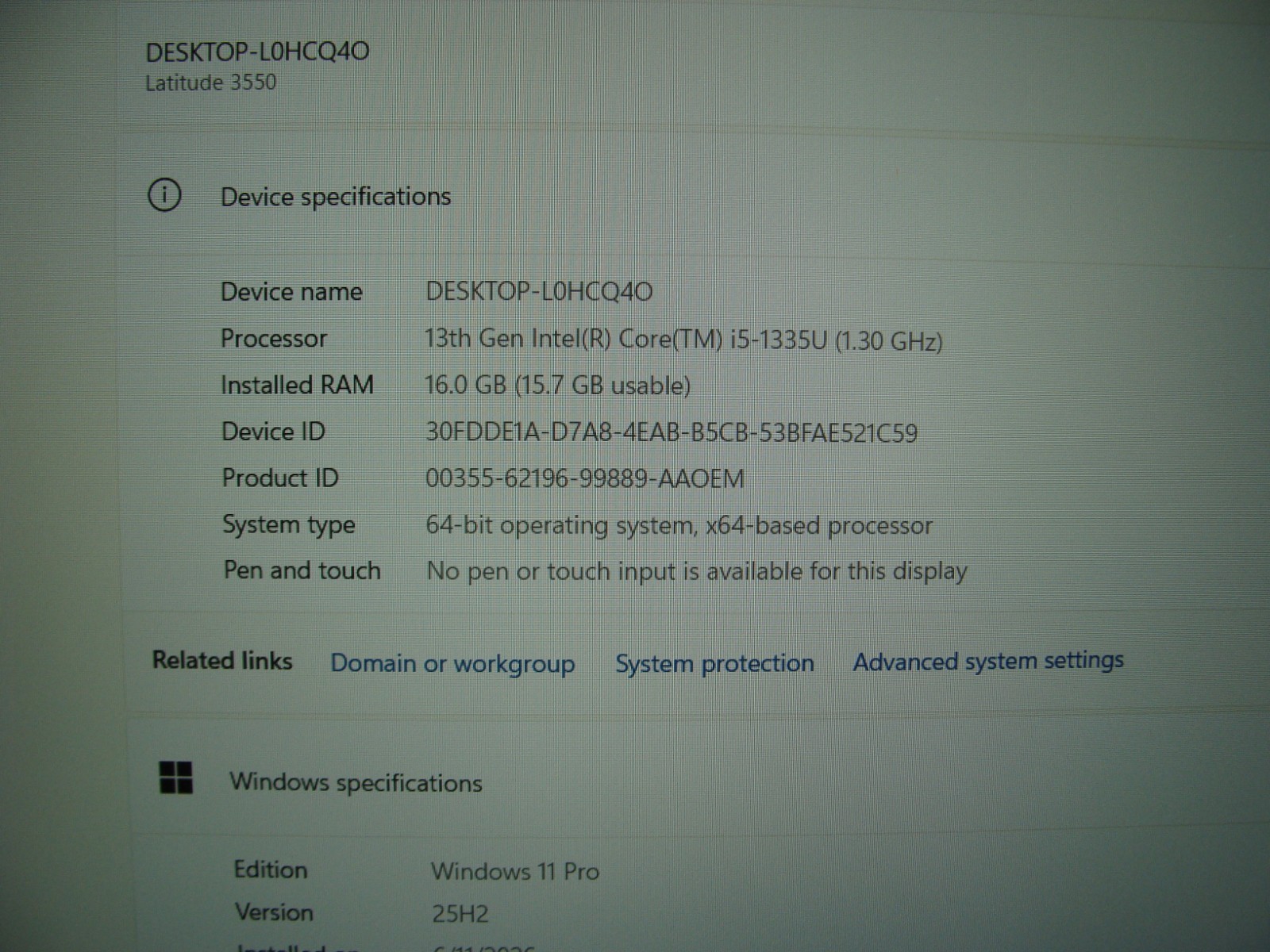 Dell Latitude 3550 15.6″FHD Intel i5-1335U 1.3GHz 16GB 512GB SSD W11Pro +Charger