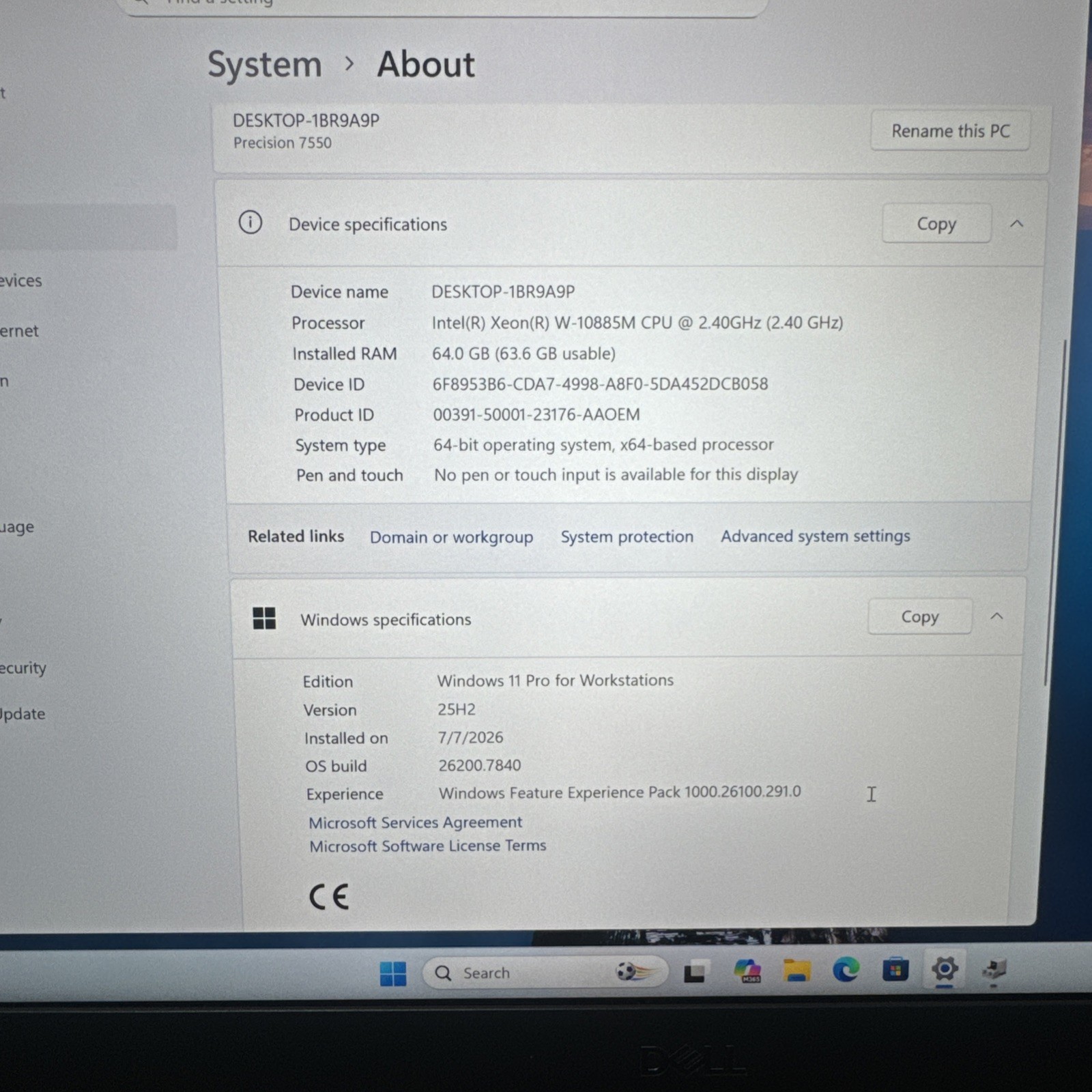 Dell Precision 7550 15.6” Xeon W-10885M 2TB SSD 64GB RTX 3000 4K Win 11