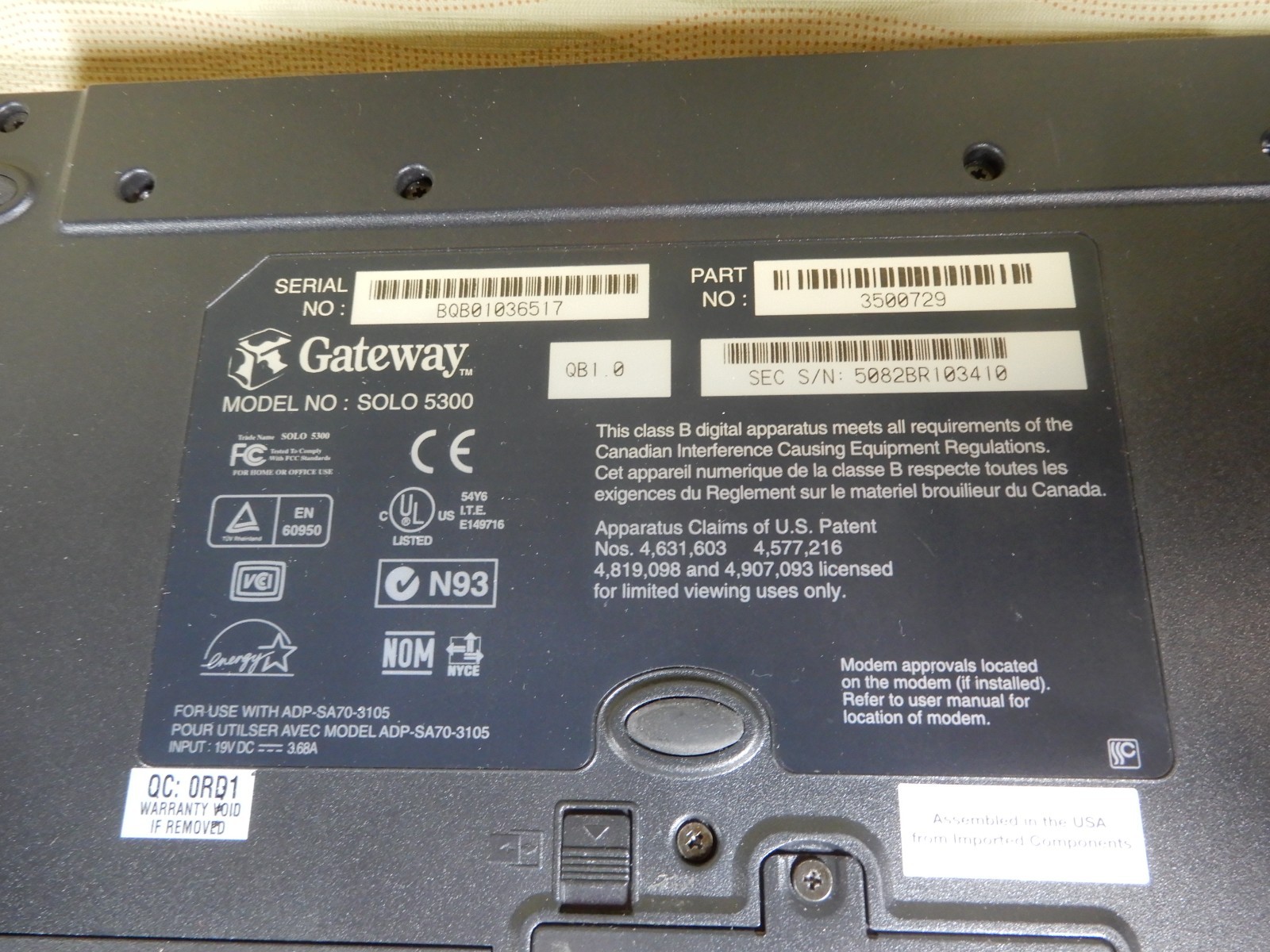 Gateway Solo 5300 Vintage Computer Great Condition No HDD Bundle! Recovery Discs