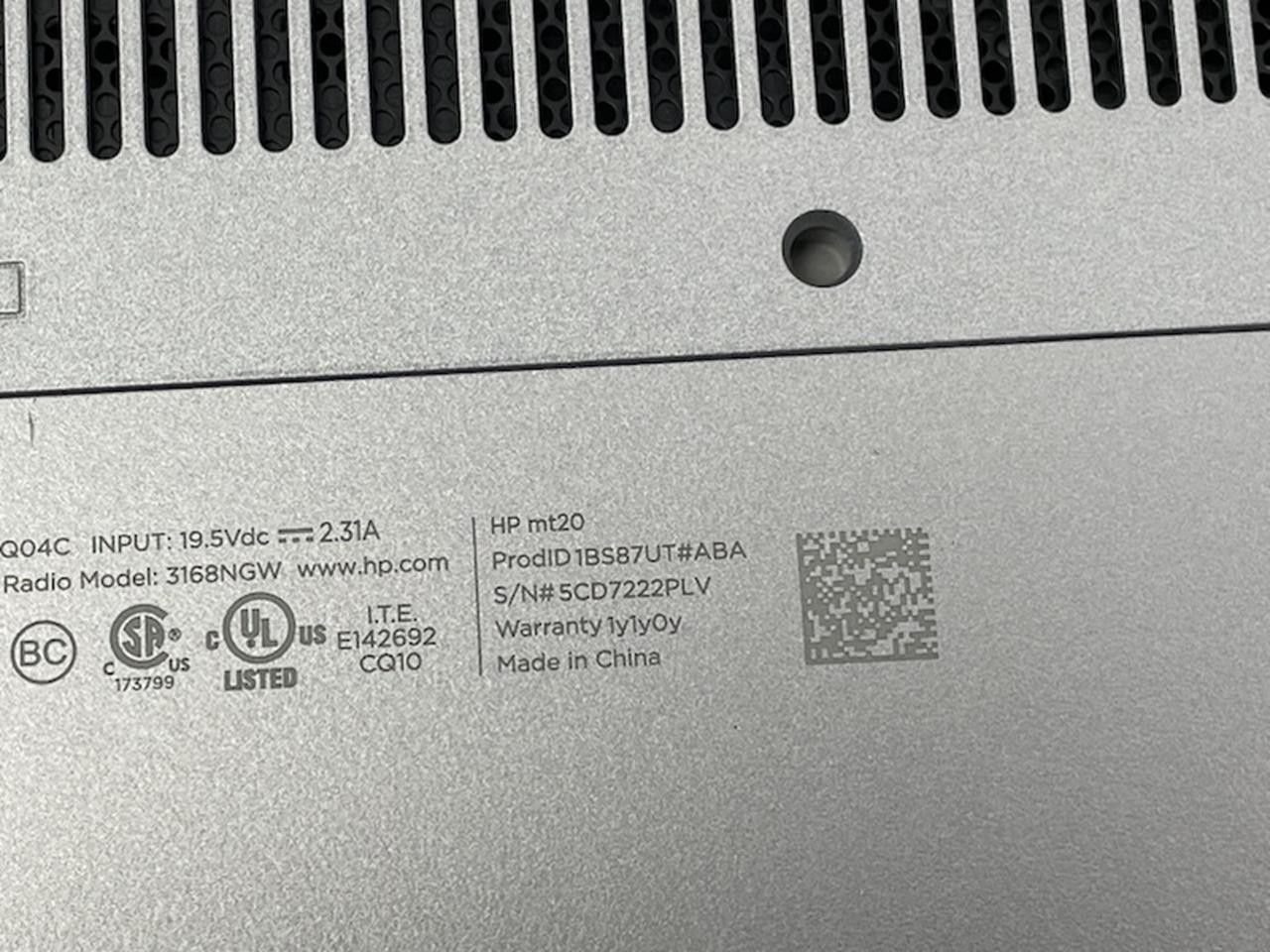 HP MT20 MOBILE THIN CLIENT Laptop w/ Celeron 3865U 1.80 GHZ + 16GB No HD/Battery