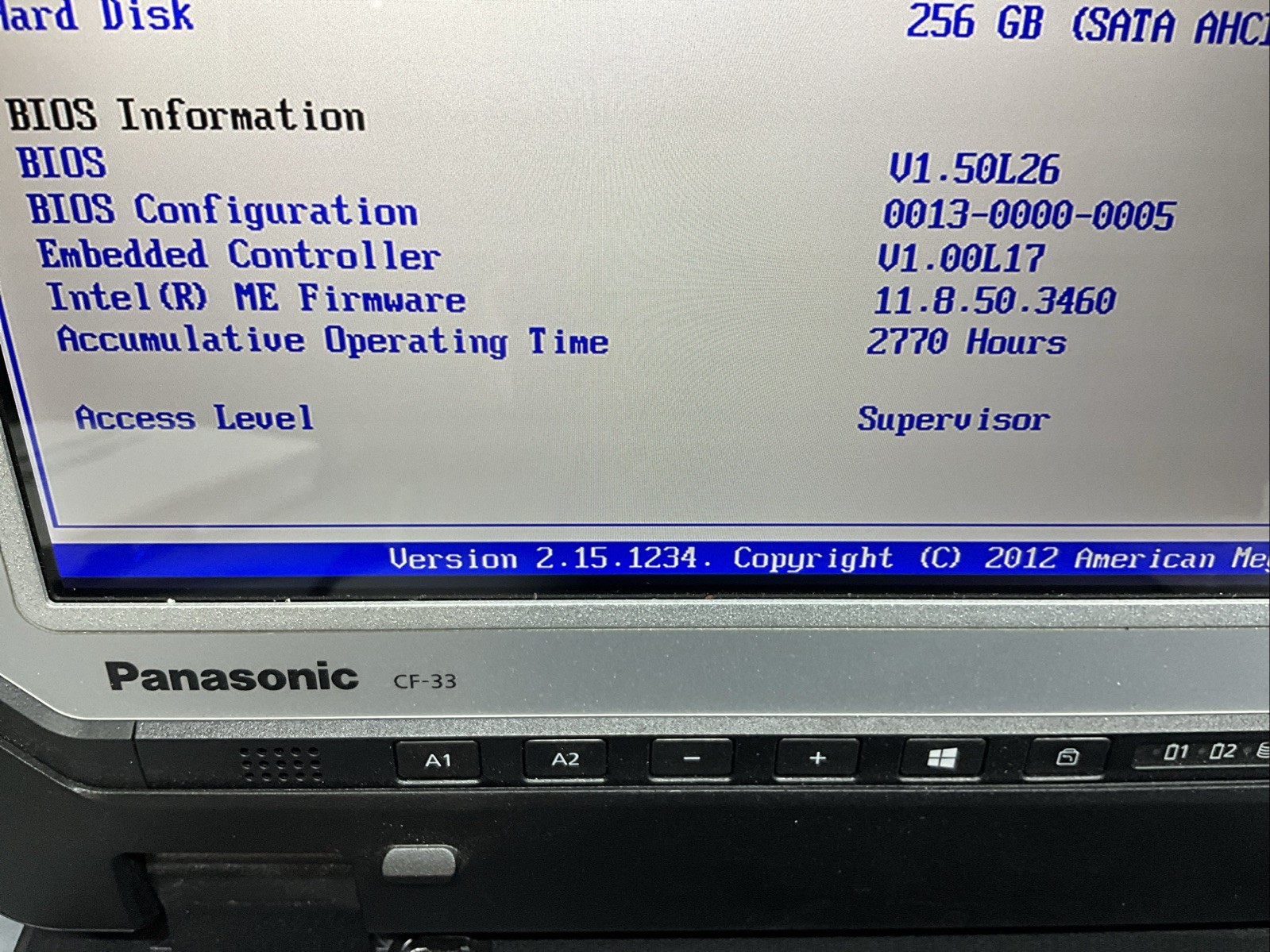 Toughbook Panasonic CF-33 I5-6300U 8GB RAM 256GB SSD Win11P W/CHARGER