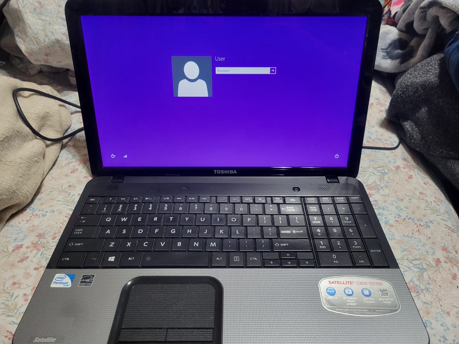 Toshiba Satellite C855-S5350 Intel Pentium CPU B980 @ 2.40GHz 6GB RAM w HD