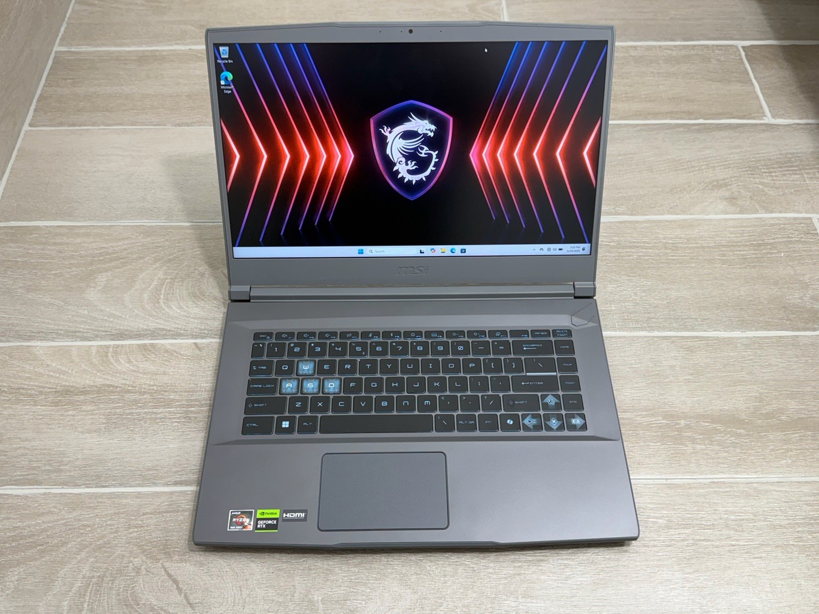 MSI Thin A15 15.6″ AMD Ryzen 5 7535HS GeForce RTX 3050 8GB RAM 512GB NVMe Win-11