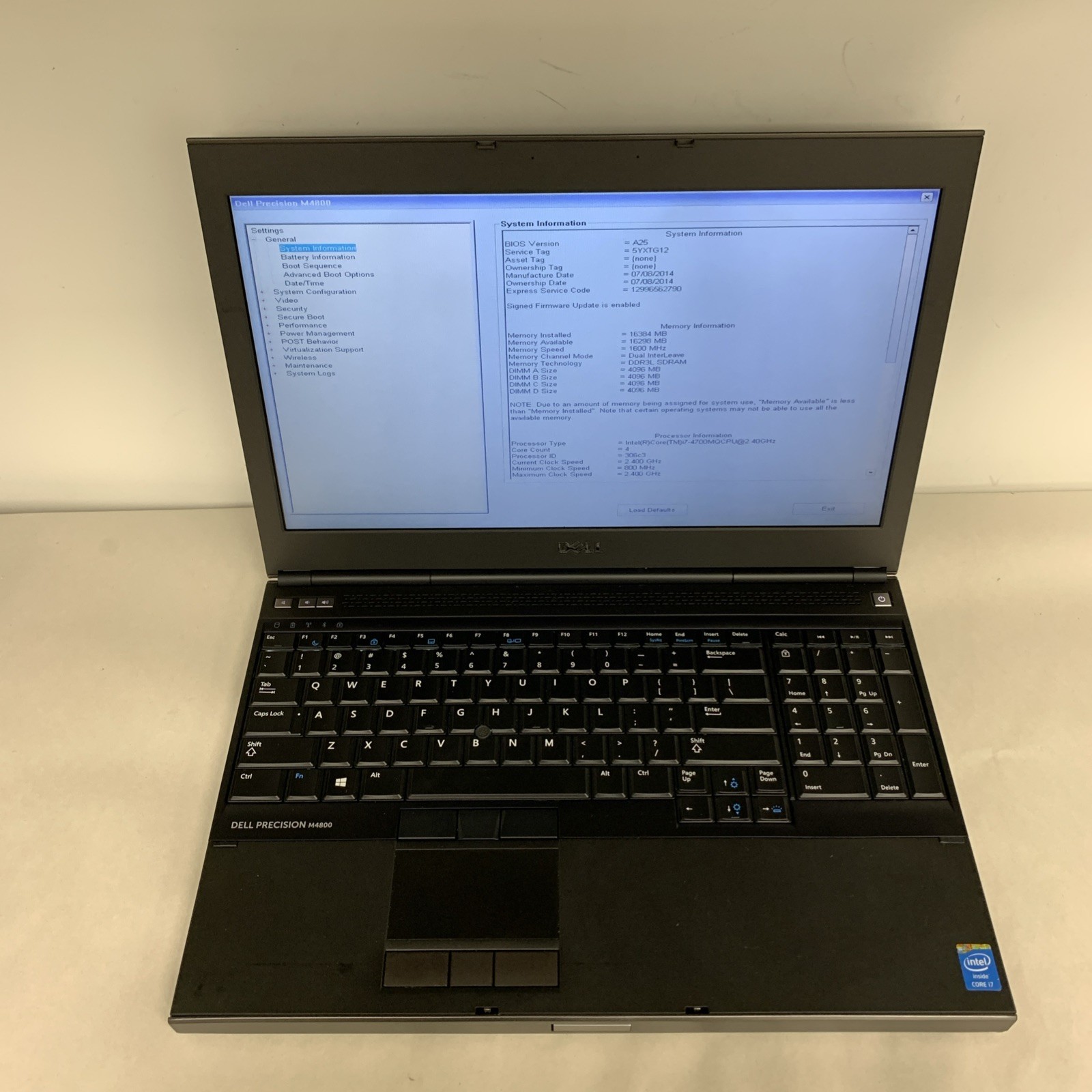 Dell Precision M4800 Core i7-4700MQ 16GB RAM NO SSD | Boot To Bios