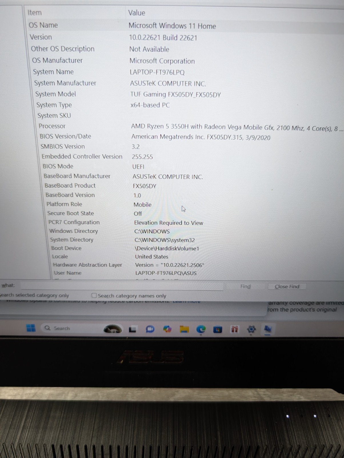ASUS TUF FX505DT-AH51 15.6″ 8GB RAM 256GB SSD Gaming Laptop