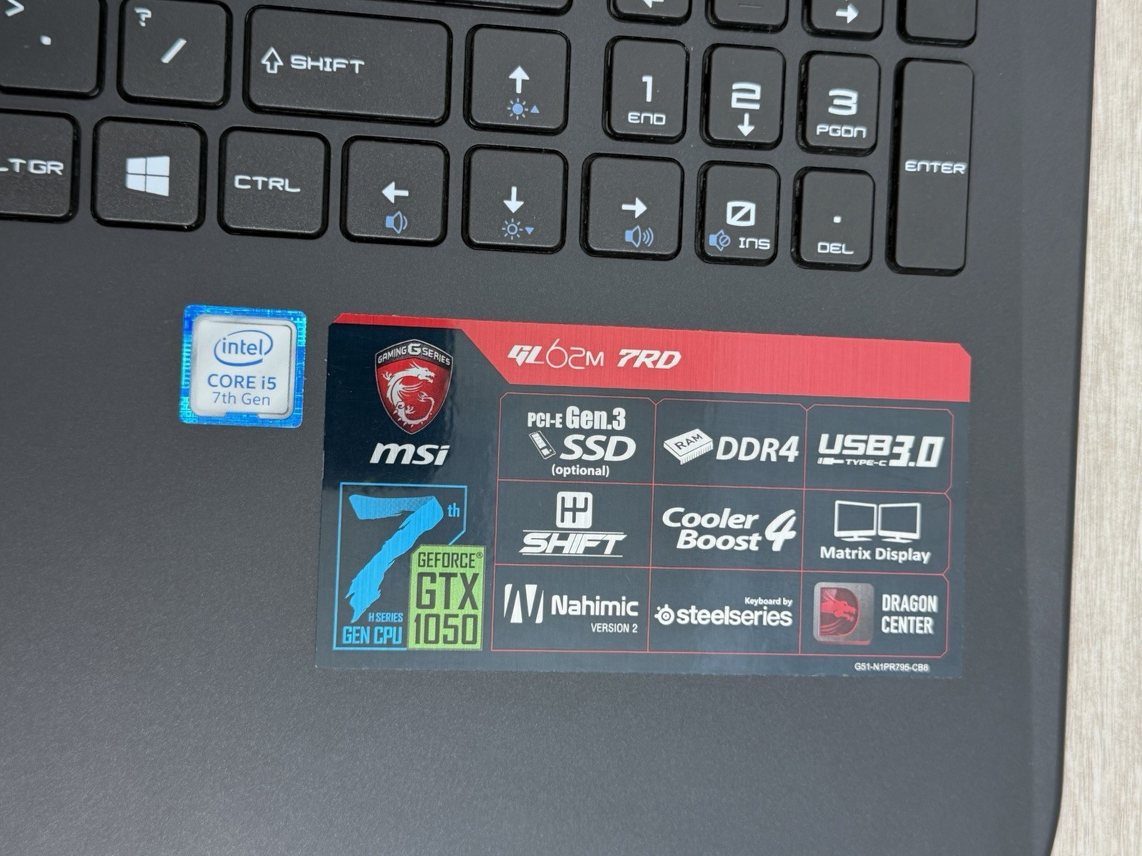 MSI GL62M 7RD 15.6″ Core i5-7300HQ GeForce GTX 1050 8GB RAM 256GB SSD Win-11