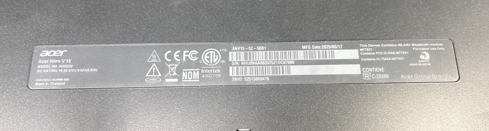 Acer Nitro V15 N23Q22 ANV15-52-50B1 | i5-13420H | 8GB RAM | 512GB SSD | RTX 4050