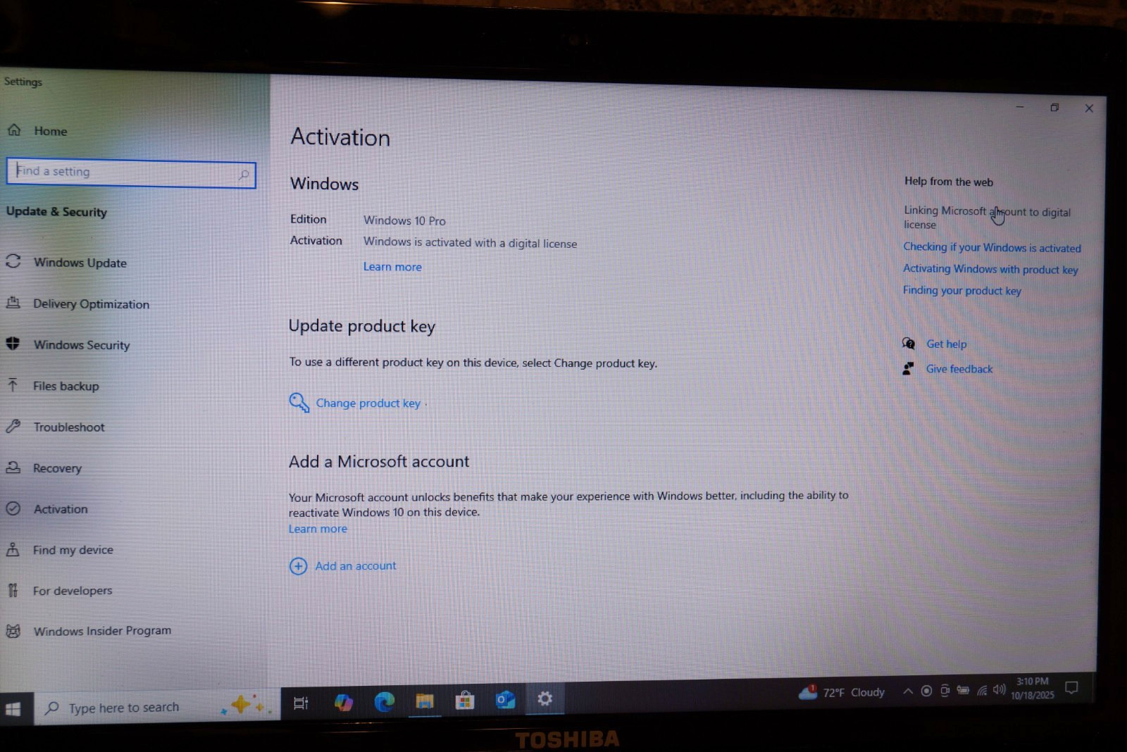 Active 22H2 WIN10 PRO Toshiba L55D-S5117 AMD A8@1.90GHz, 4GB RAM 500GB HDD