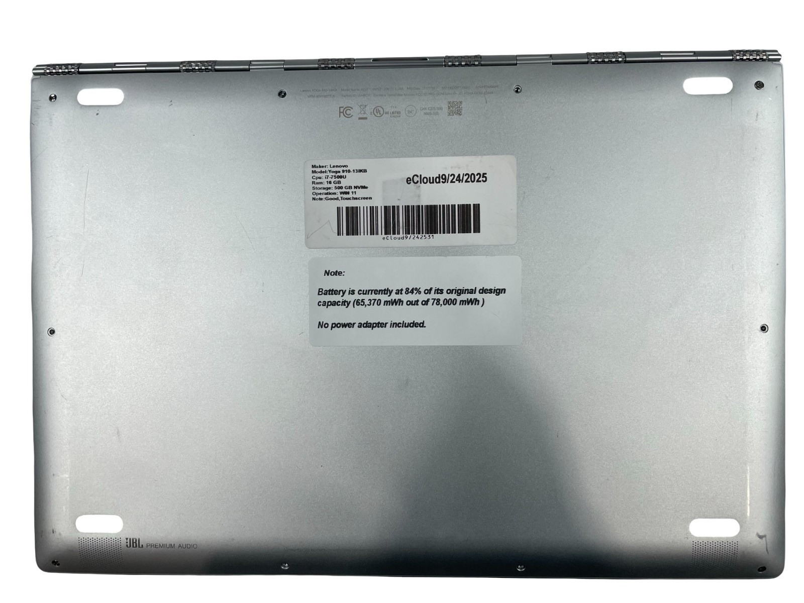 Lenovo Yoga 910-13IKB i7-7500U 16GB 500 GB NVMe WIN 11