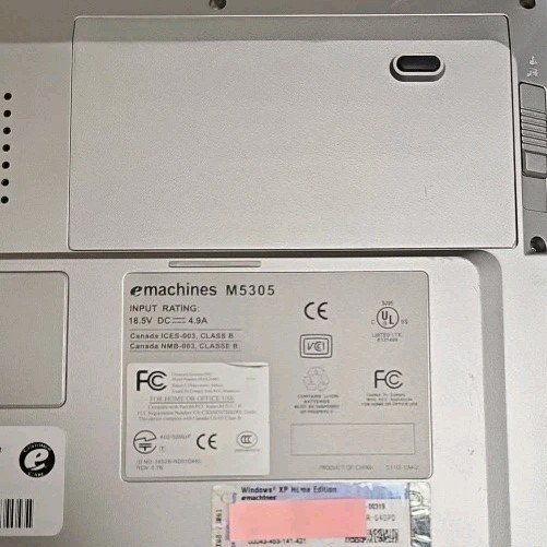 EMACHINES M5305 Windows XP AMD Athlon XP 2200 1.79 GHz 480 MB Of RAM 40 GB Hard.