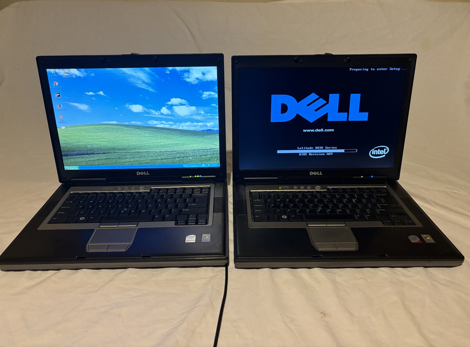 Lot of 2 Dell Latitude D820 SSD laptops Win XP Pro Retro Gaming – One has issues