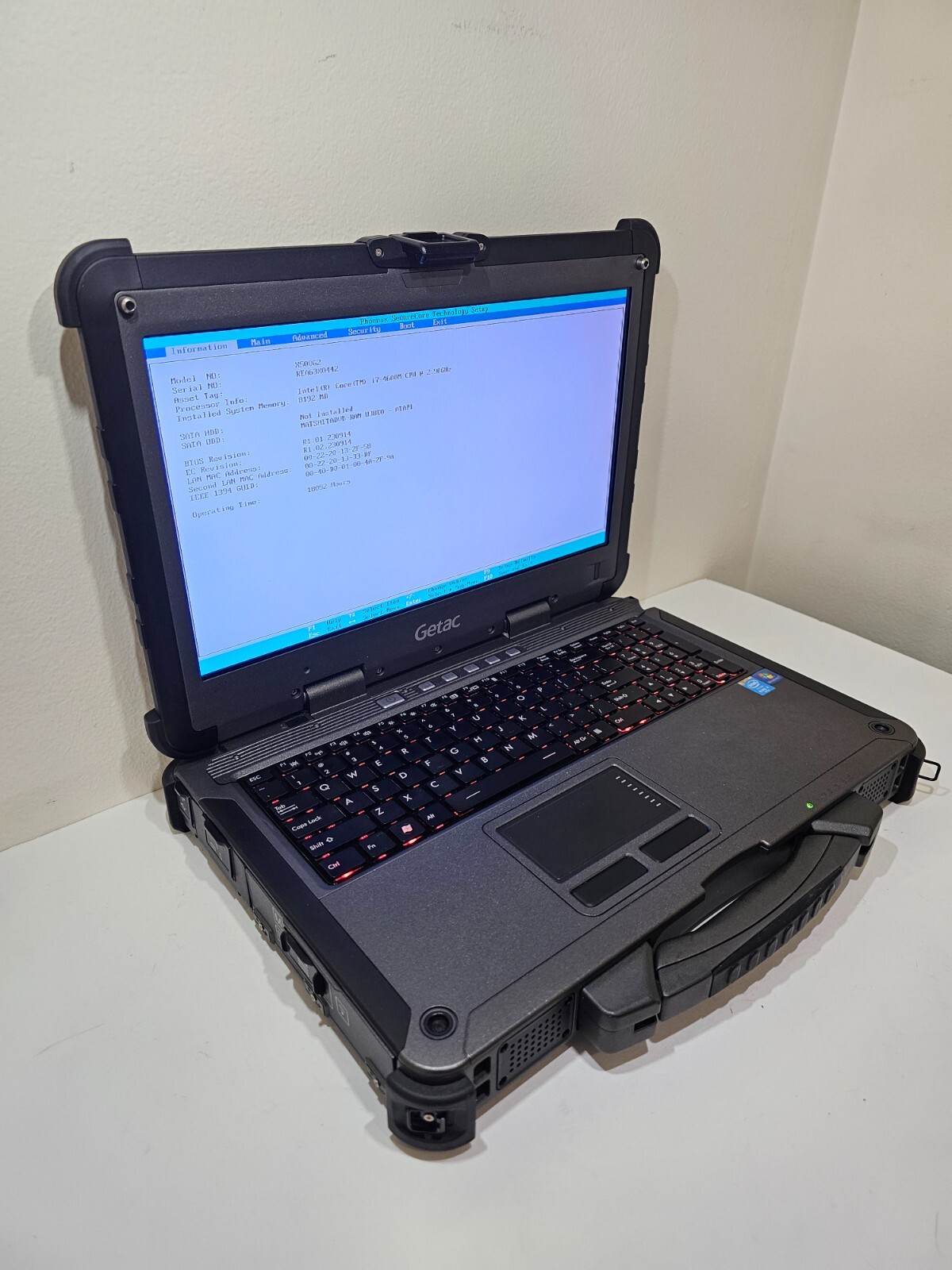 GETAC X500 G2 Rugged LAPTOP 15.6″/i7-4600U 2.90GHz/8GB RAM/+CHARGER/NO SSD/CADDY