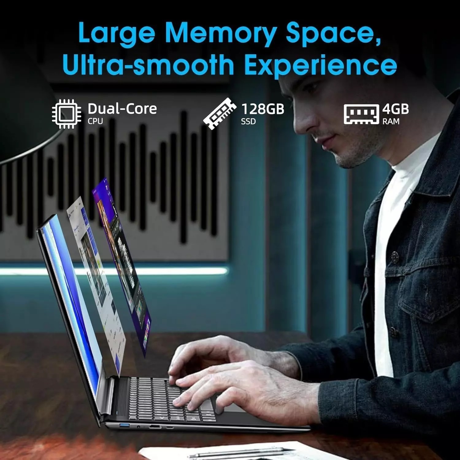 SGIN Laptop Windows 11 17.3 inch Intel N4000 4GB 128GB SSD 1920×1080 Full HD