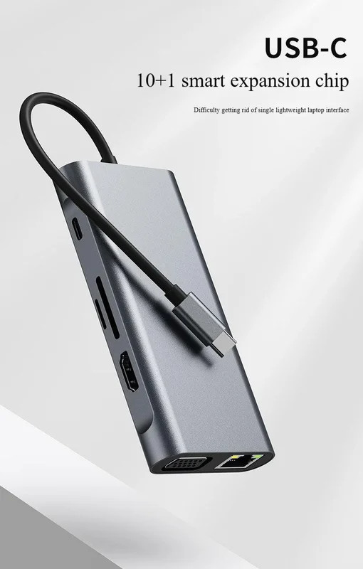 All-in-One USB-C Docking Station: Features 100W PD Charging, 4K Video Output,