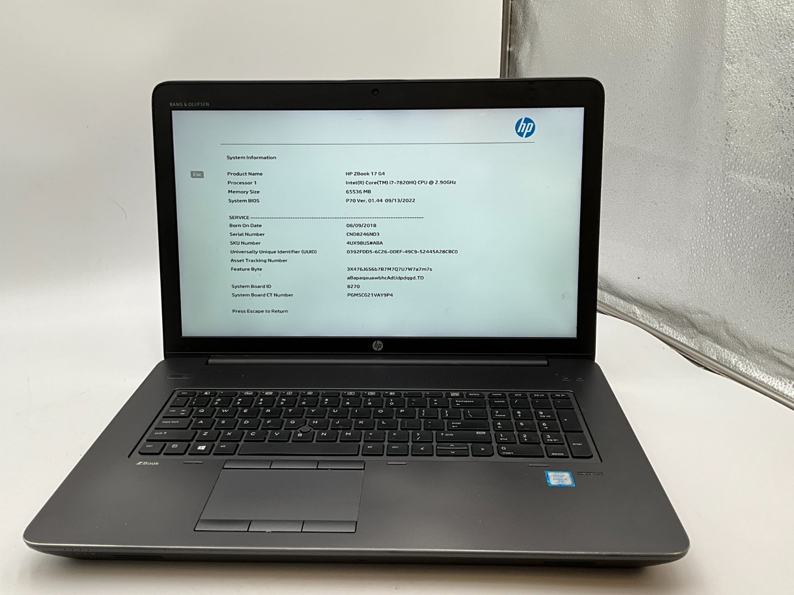 HP Zbook 17 G4 4UX98US i7-7820HQ 64GB 2X1TB P5000 LAPTOP Win11 CND8246ND3
