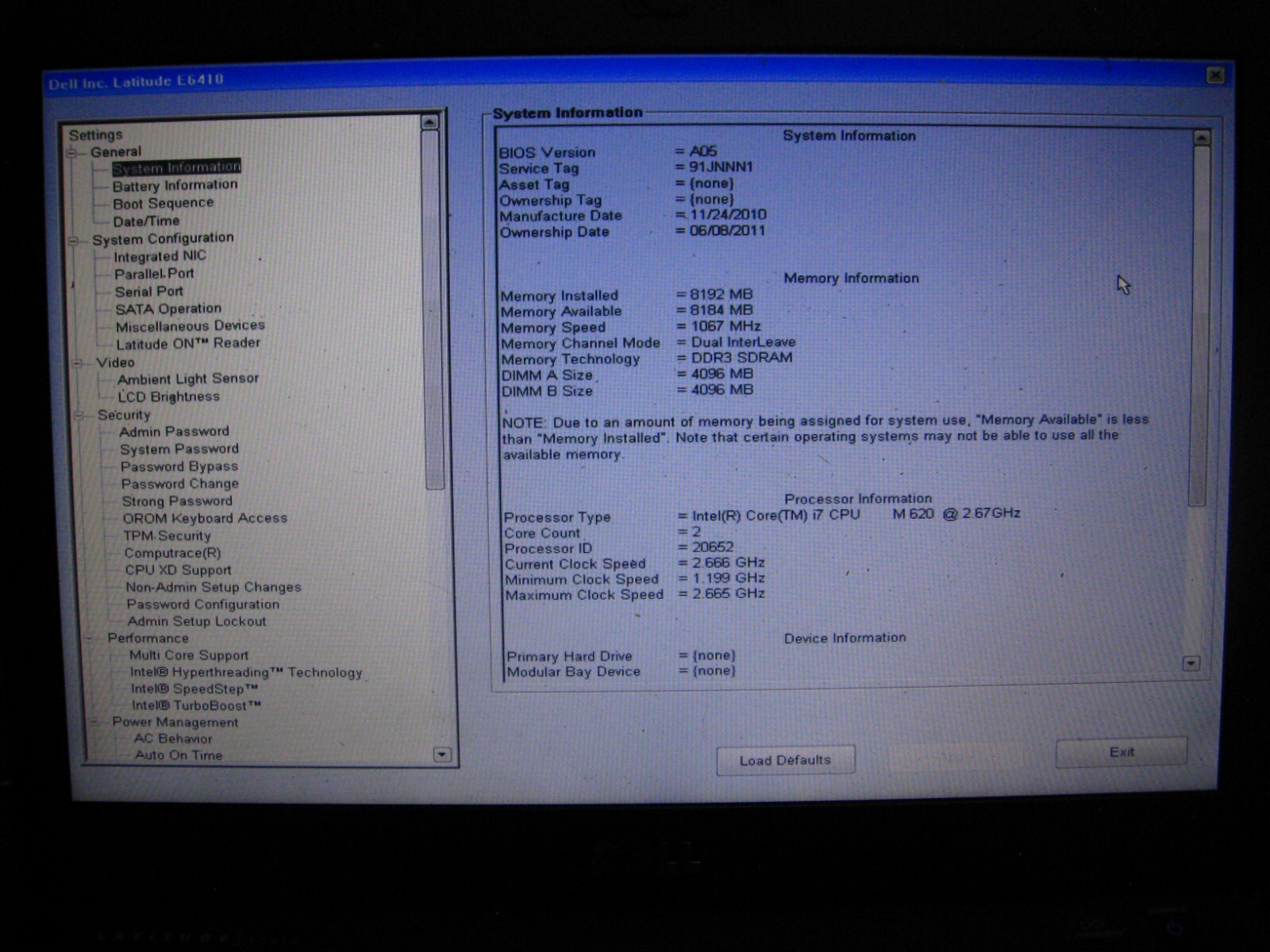 Dell Latitude E6410/GYXJ3 A00 JSD2 Laptop – i7 2.67 GHz – Tested Working NO HDD