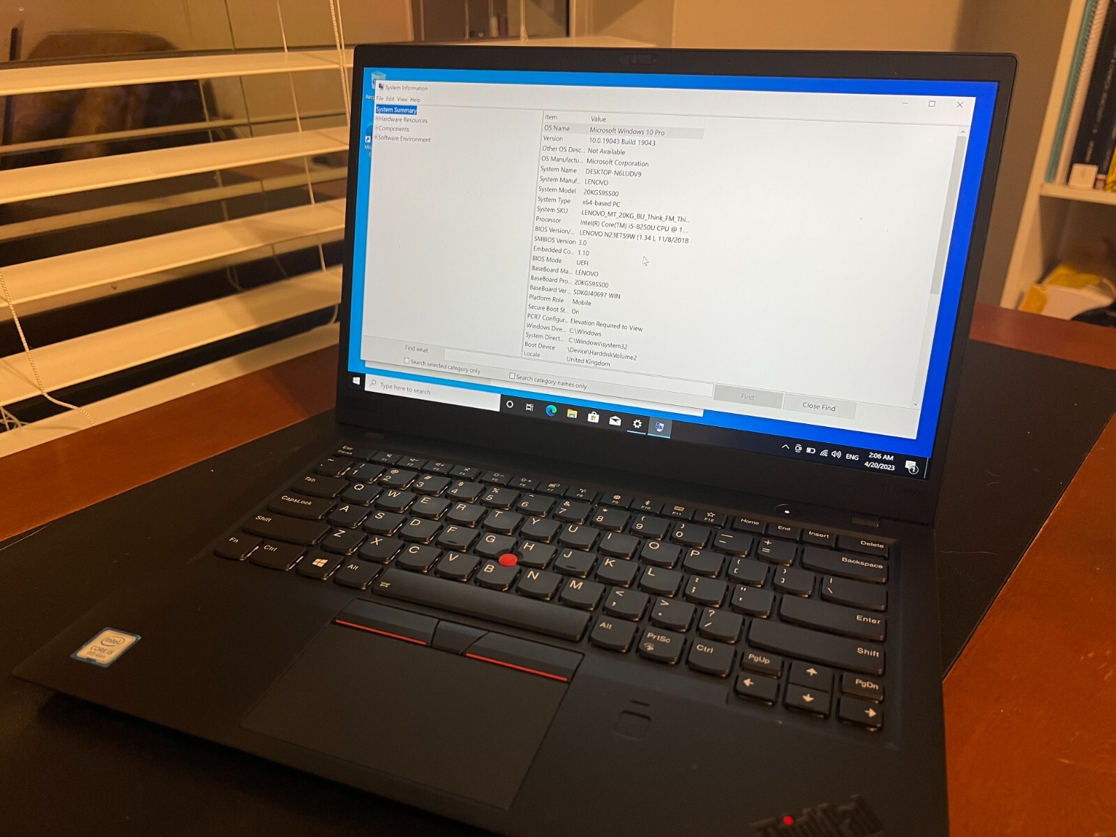 Lenovo ThinkPad Black, Intel Core i5-8250U, RAM 8 GB, 64-bit OS (NEVER USED)