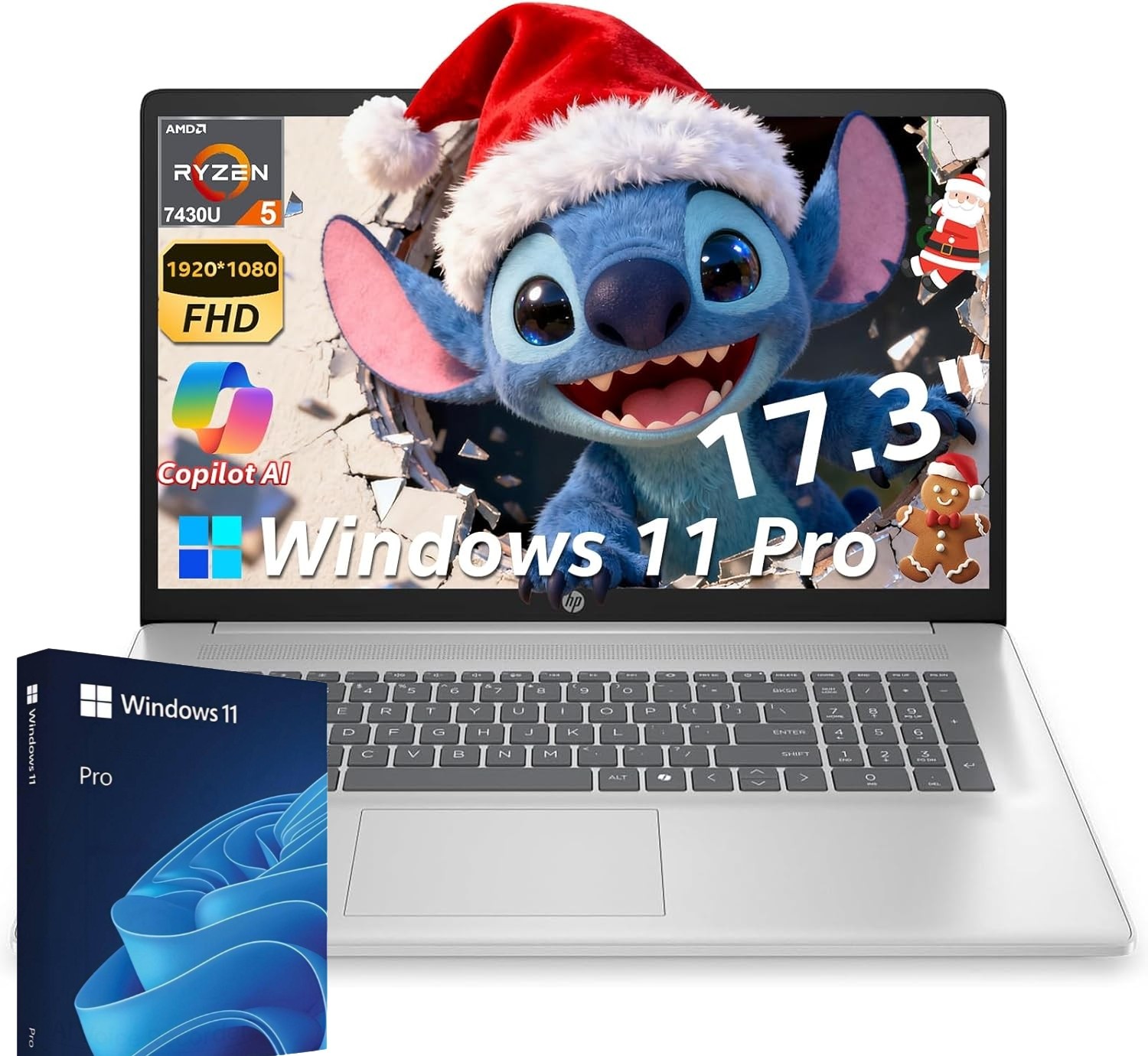 HP 17.3″ Laptop computer Win11Pro 2.7~4.3GHz AMD Ryzen 5-7430U UpTo 64GB RAM 2TB