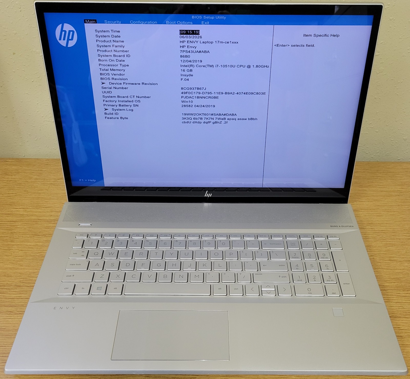 HP ENVY 17m-ce1xxx i7-10510U 1.80GHz 16GB 256GB NVMe GeForce MX250 No OS B Grade