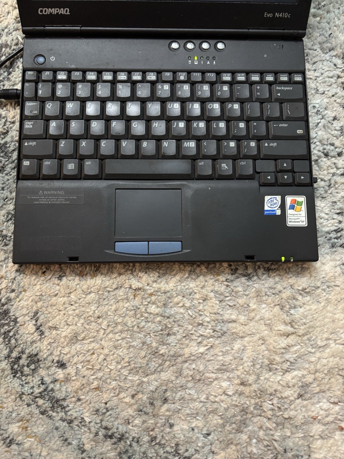 Vintage Compaq Evo N410c Laptop w/ Docking Station & Case Windows XP Tested