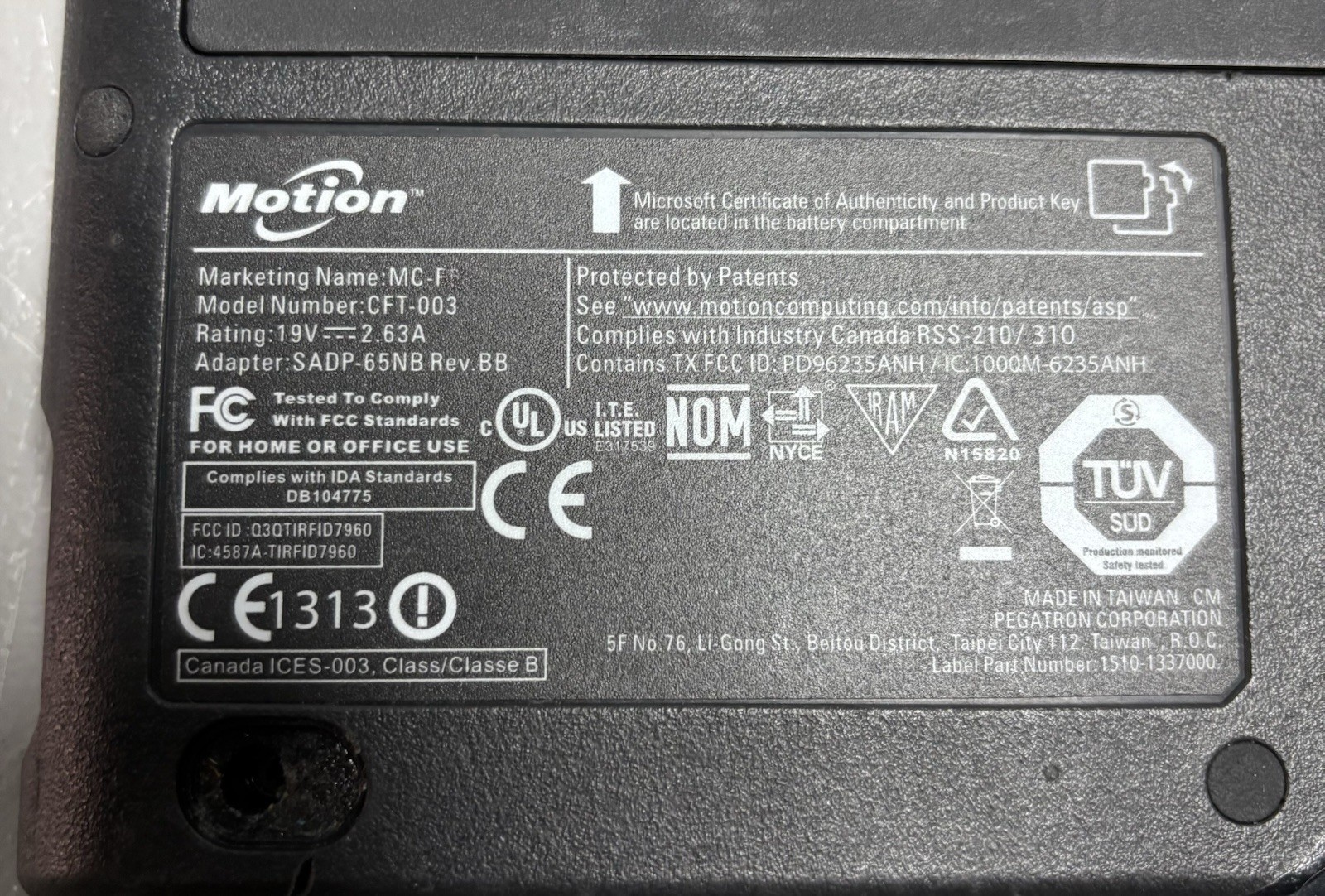 Motion Computing MC-F5te Rugged Tablet Intel i5 Touch Windows 8 Pro – No Charger
