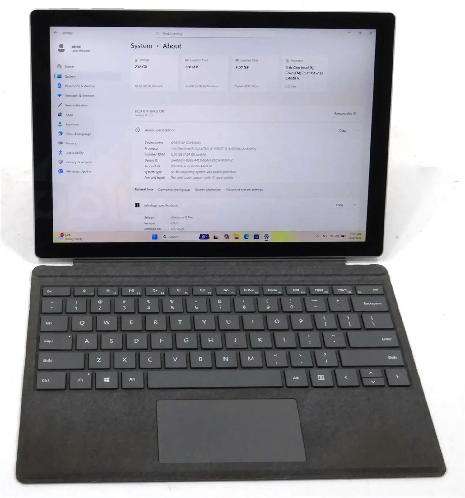 Microsoft Surface Pro 7 plus 1960 Core i5-1135G7 2.4GHz 8GB 256GB