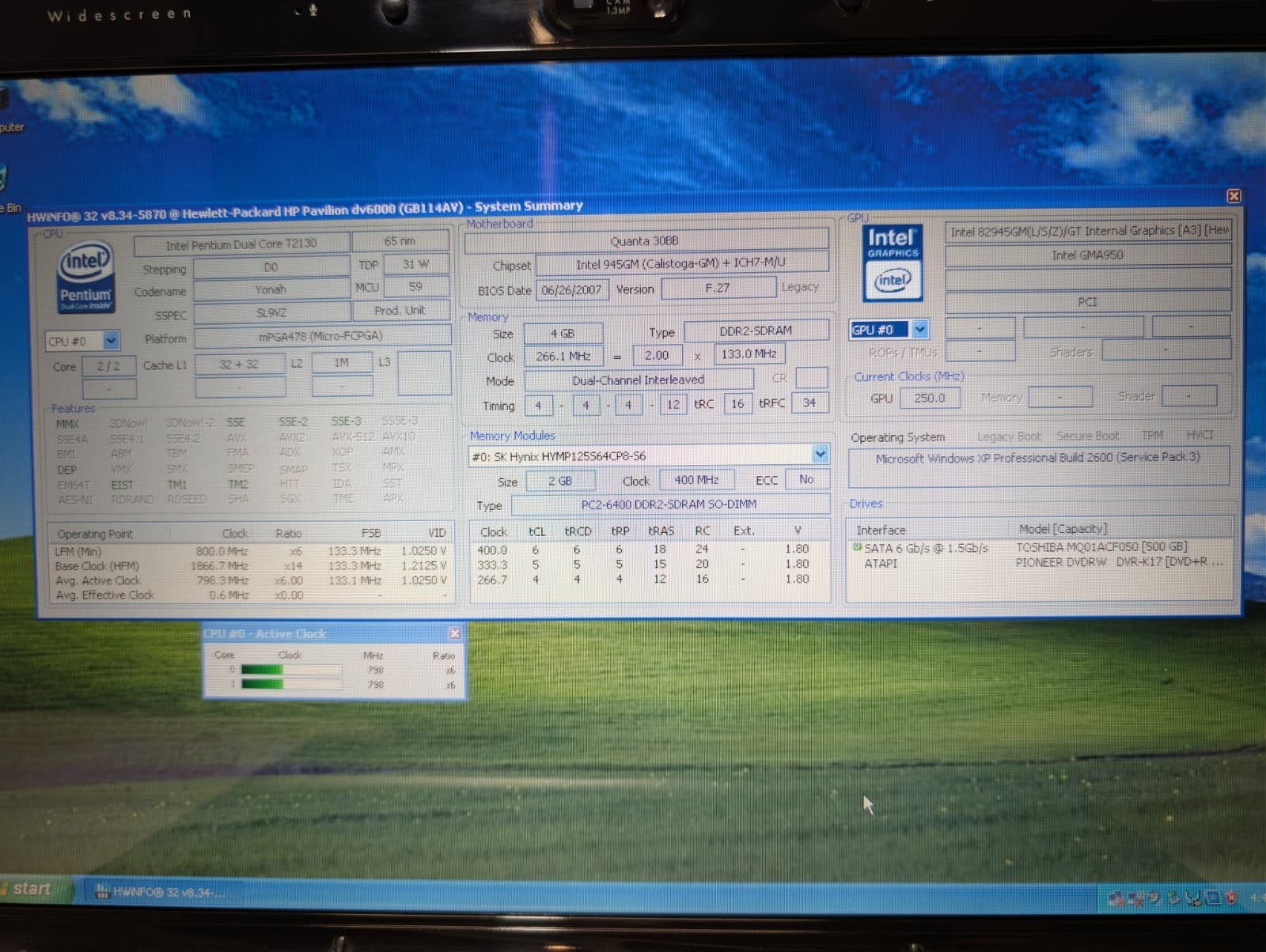 15″ HP Pavilion DV6000 | Pentium T2130 4GB RAM 500GB HD | Win XP Pro 32-Bit DVD