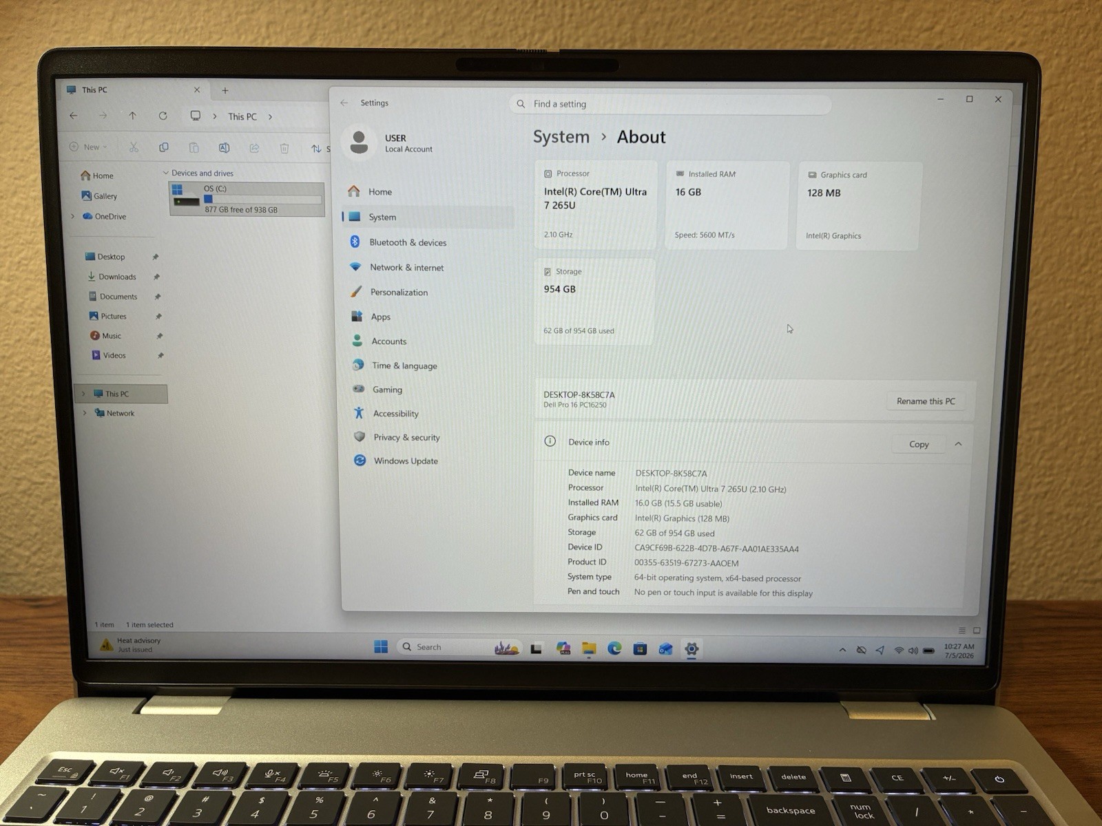 MINT Dell Pro 16 PC16250 Laptop Ultra 7 265U 16GB RAM 1TB SSD 2 Years Warranty!