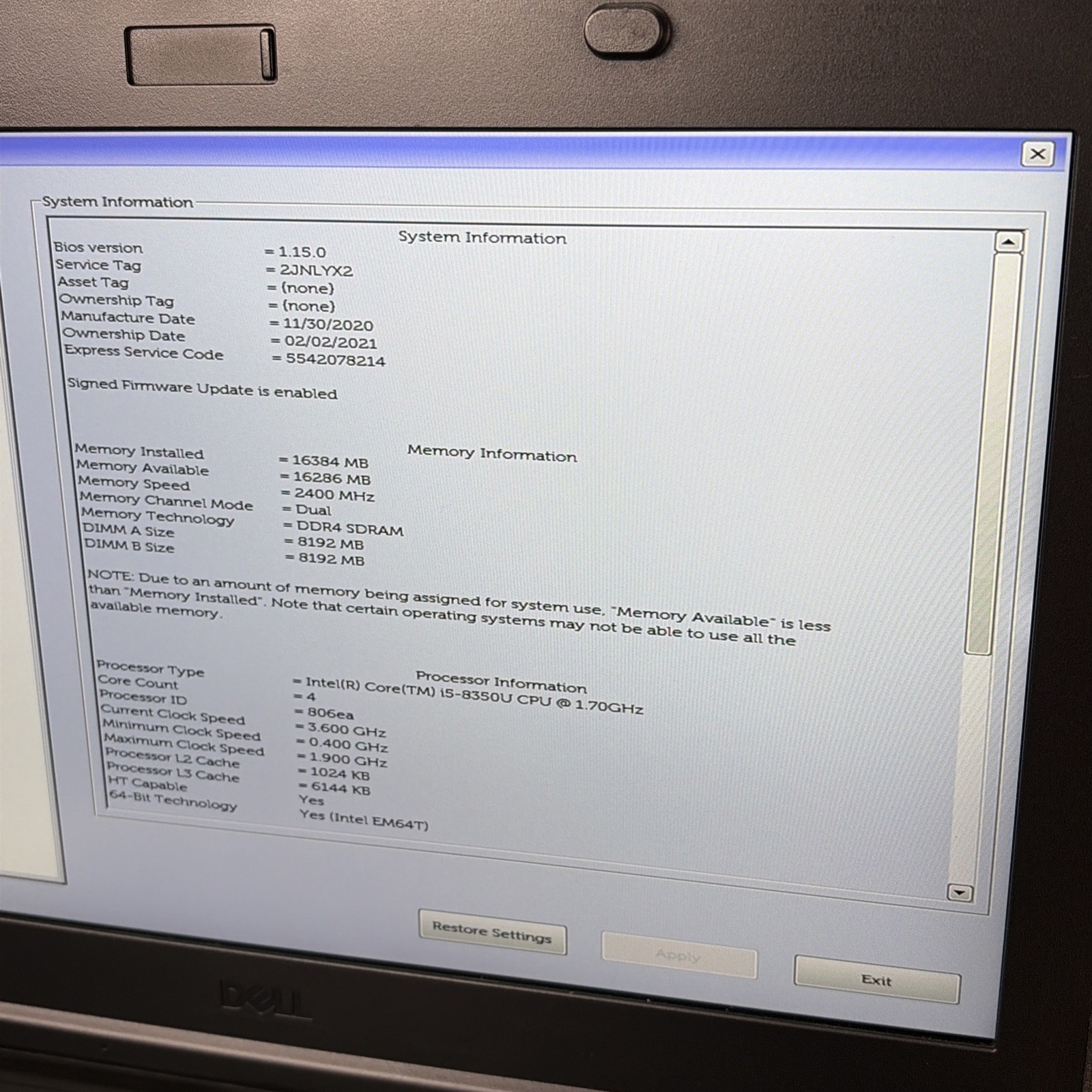 BROKEN KEY Dell Latitude 5424 Rugged 14″ i5-8350U 16GB RAM Touch NO SSD NO OS
