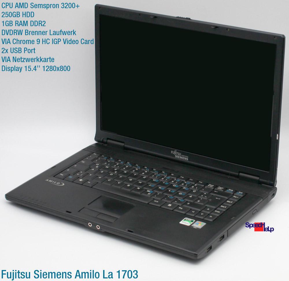 Fujitsu Siemens Amilo La 1703 Notebook 250GB HDD 1GB RAM DVDRW For Windows XP