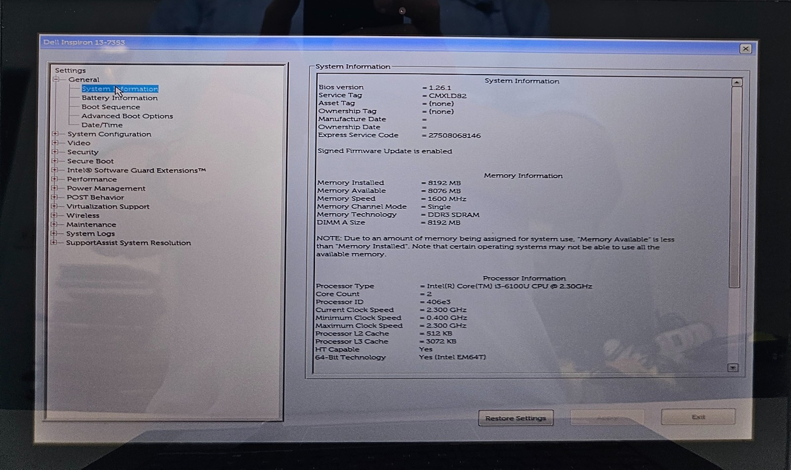 Dell Inspiron 13-7353 13.3″ Laptop Intel Core i3-6100U 8GB Ram NO HD/OS (FL)