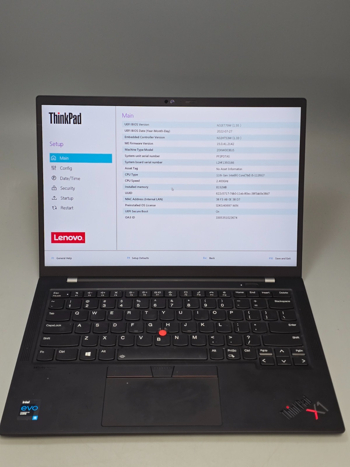 Lenovo ThinkPad X1 Carbon 9th Gen Core i5-1135G7 8GB RAM NO SSD *READ!!**