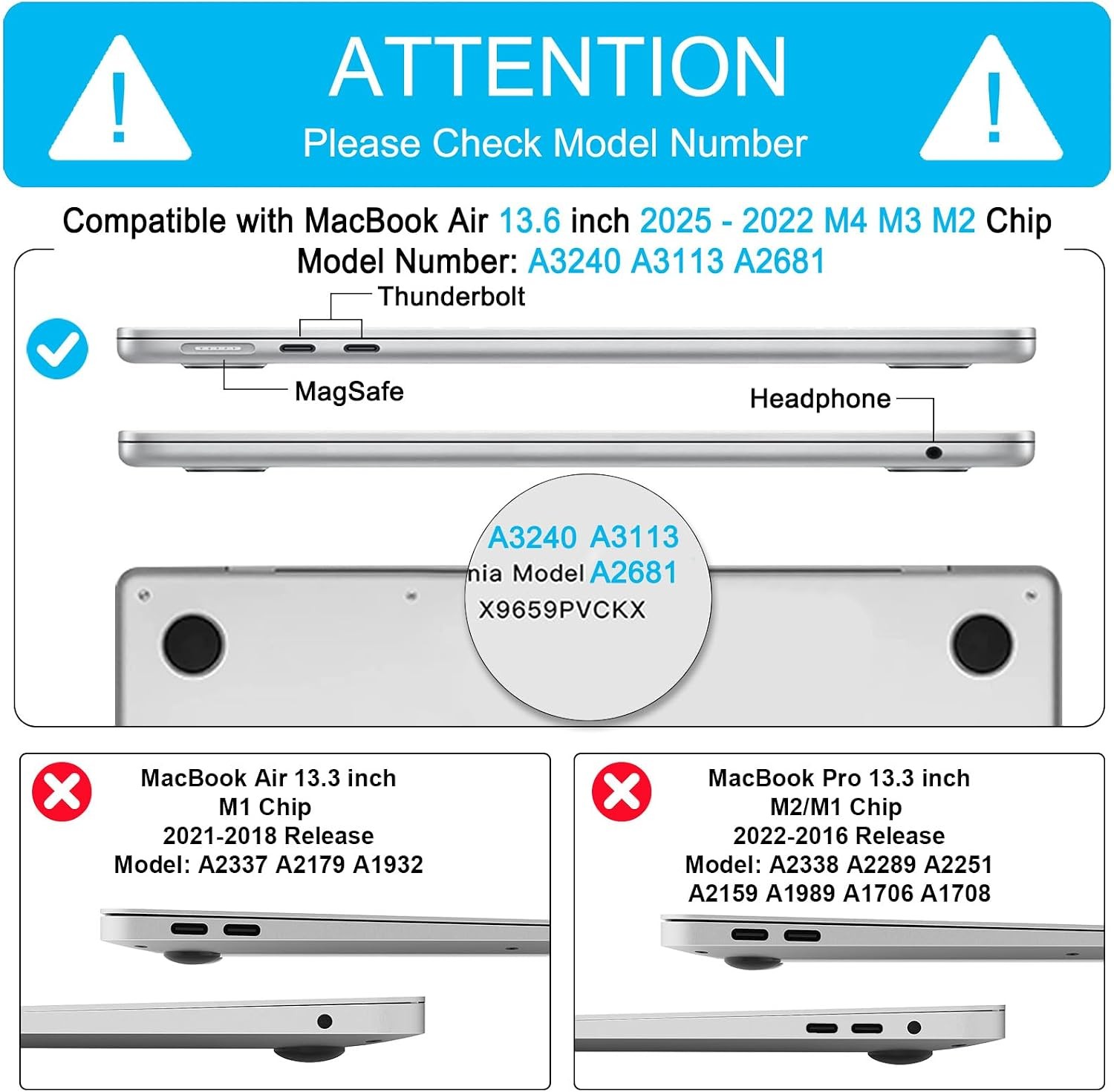 Compatible with MacBook Air 13 inch Case 2026 2025 2024 2023 2022 M4 M3 M2 A3240