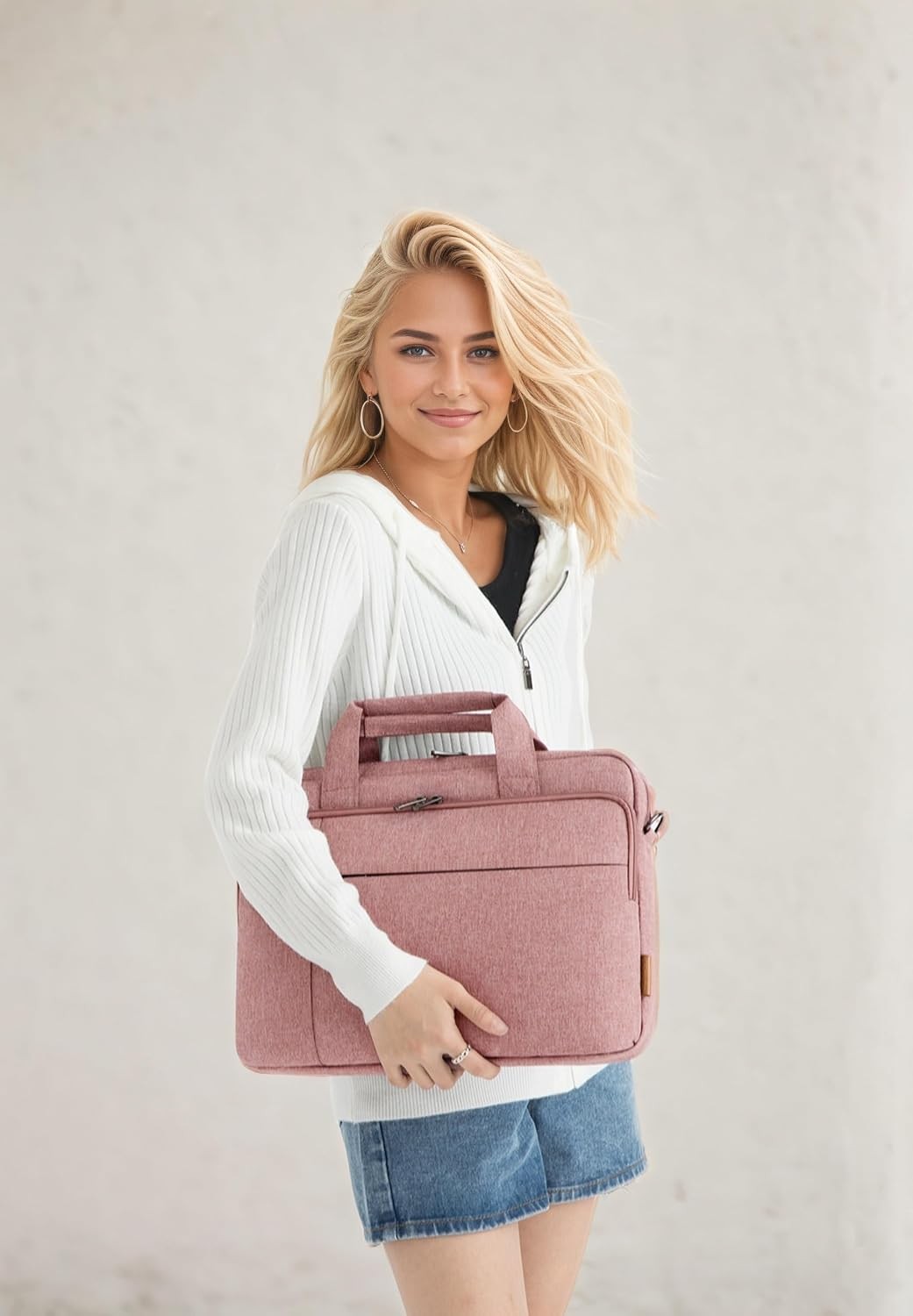 Sleeve for 17.3 inch Laptop, Messenger Bag for Business Travel, Pink