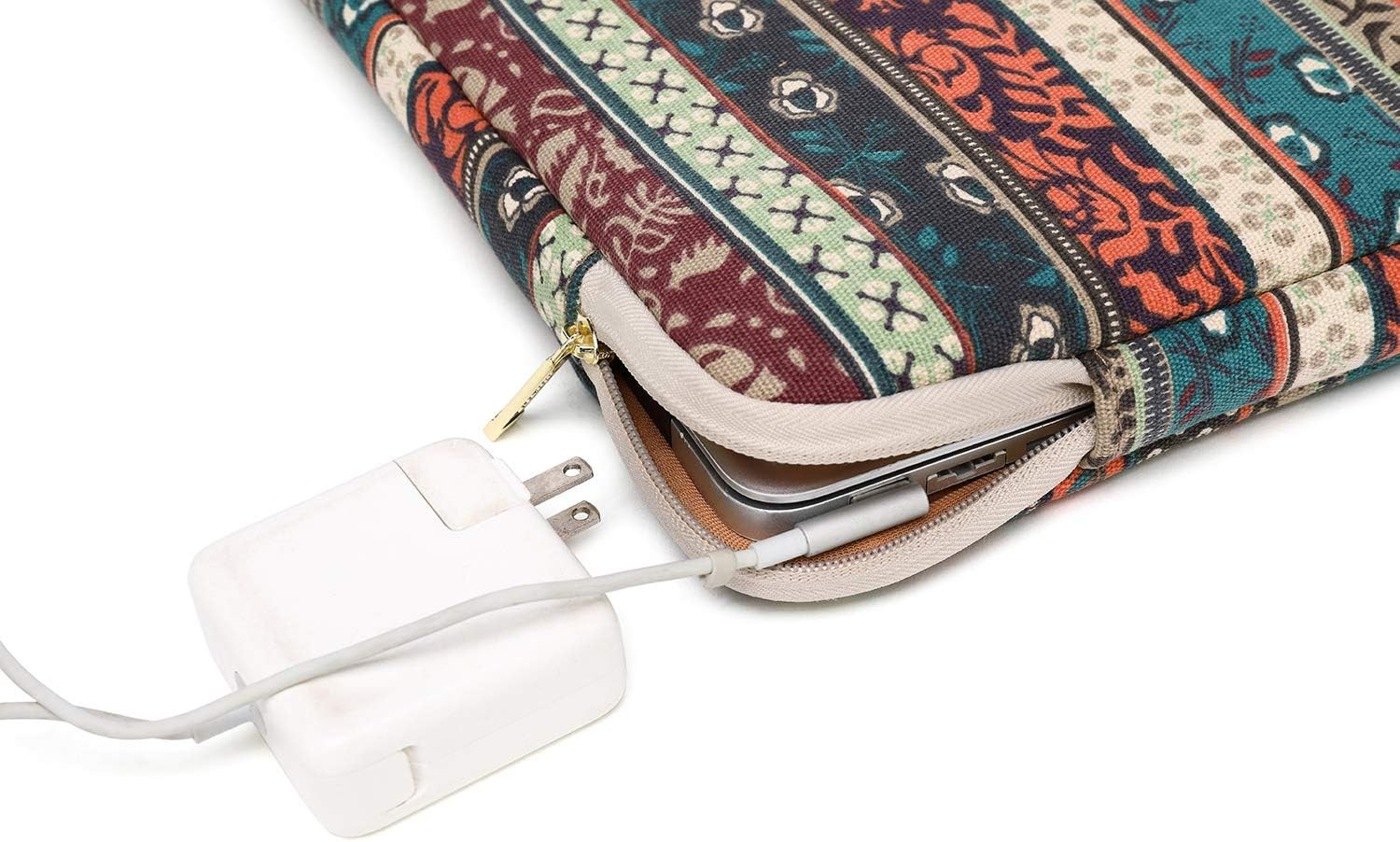 Water-Resistant Canvas 17 Inch Laptop Sleeve – Red Bohemia for Your Device