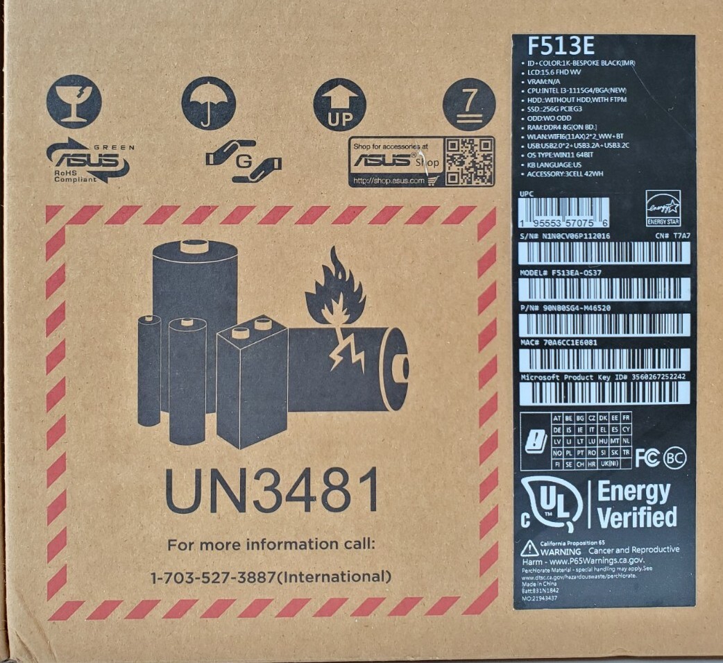 NEW ASUS Vivobook 15.6″ FHD Laptop i3-1115G4 8GB 256GB F513EA-OS37