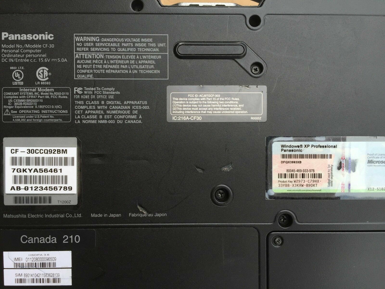 PANASONIC CF-30 TOUGHBOOK 1.66GHZ LAPTOP CF30 RUGGED TOUGH BOOK BACKLIT WIN XP
